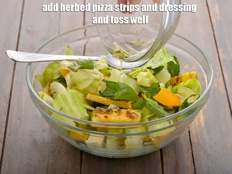 Step 6 – <p><strong>Just before serving</strong>, add the 5 <a href="https://www.tarladalal.com/herbed-pizza-strips-indian-style-herbed-pizza-sticks-3259r"><u>herbed pizza strips</u></a> , cut into pieces and …