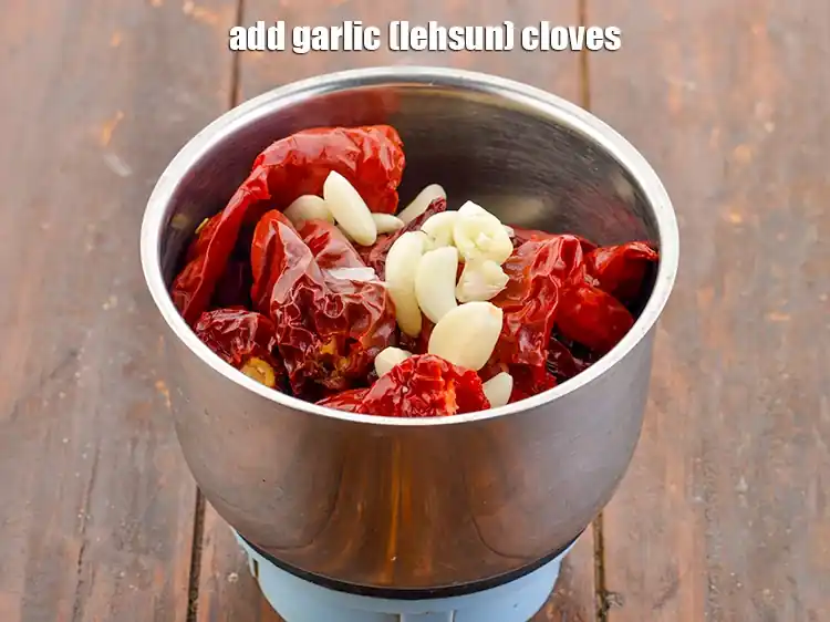 Step 5 – <p>Add roughly 1 tablespoon of <a href="https://www.tarladalal.com/glossary-garlic-lehsun-lahsun-348i#ing_2537"><u>garlic (lehsun) cloves</u></a> or 12-14 small cloves of peeled …