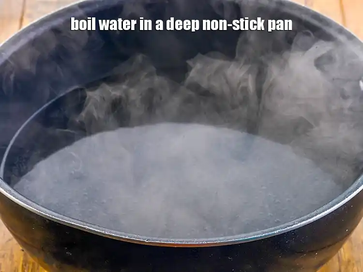 Step 3 – <p>Boil 3 cups of water in a deep non-stick pan. The pan/ pot must be …