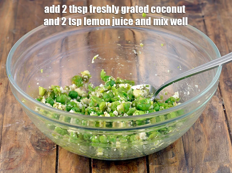 Step 5 – <p>Add 2 tbsp freshly <a href="https://www.tarladalal.com/glossary-coconut-nariyal-269i#ing_3229"><u>grated coconut</u></a><u>.</u><strong><u> </u></strong>and 2 tsp <a href="https://www.tarladalal.com/glossary-lemon-nimbu-428i#ing_2754"><u>lemon juice</u></a><u>.&nbsp;</u><span style="background-color:rgb(255,255,255);color:rgb(0,0,0);"> Mix …