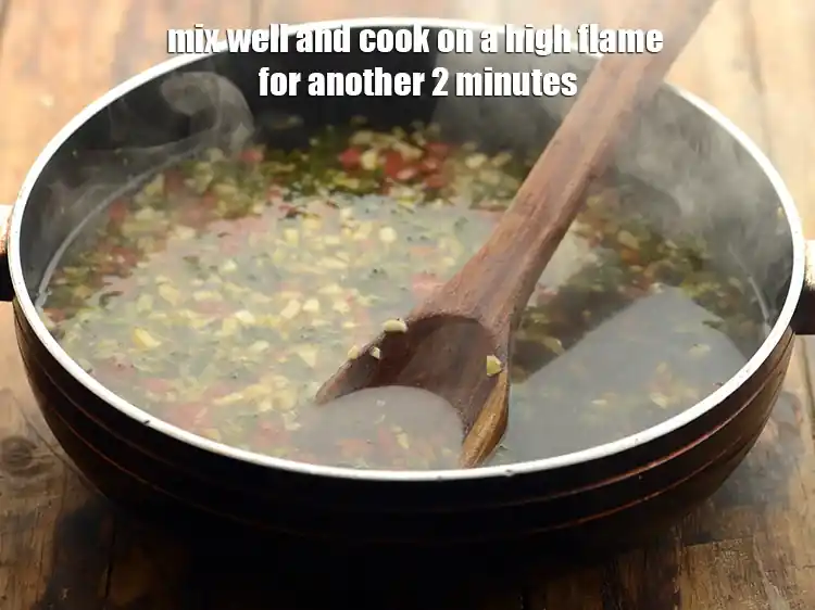 Step 32 – <p>Mix well and cook on a high flame for another 2 minutes, while stirring occasionally.</p>