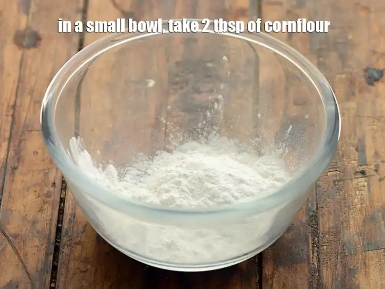 Step 1 – <p>To thicken the&nbsp;<strong>vegetable manchow soup, </strong>we would require a cornflour slurry. In a small bowl …