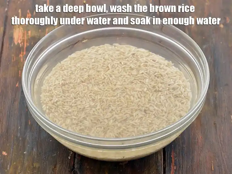 Step 1 – <p>To make the <strong>Bengali Style Brown Rice Khichdi</strong>,<strong> </strong><span style="background-color:rgb(255,255,255);color:rgb(0,0,0);">take a deep bowl, wash the …