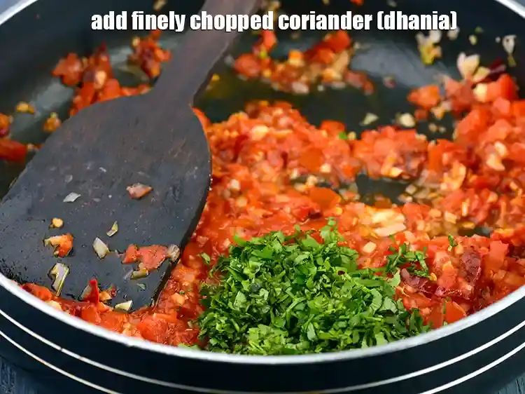 Step 13 – <p>Switch of the flame and add the flavourful herb coriander. Add 1 tbsp finely <a …