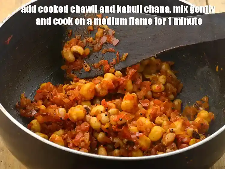Step 5 – <p><span style="background-color:rgb(255,255,255);color:rgb(0,0,0);">Add the </span>1/2 cup <a href="https://www.tarladalal.com/glossary-chawli-black-eyed-beans-lobia-cowpeas-190i#ing_2887"><u>boiled chawli (cow pea / lobhia)</u></a><span style="background-color:rgb(255,255,255);color:rgb(0,0,0);"> and </span>1/2 …