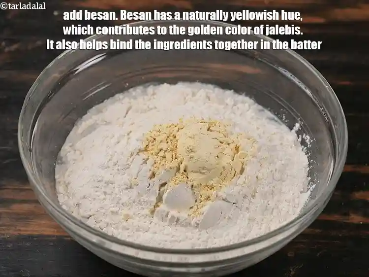 Step 7 – <p>Add 1 tbsp <a href="https://tarladalal.com/glossary-besan-chana-dal-flour-bengal-gram-flour-952i">besan (bengal gram flour)</a>.&nbsp;Besan has a naturally yellowish hue, which contributes …