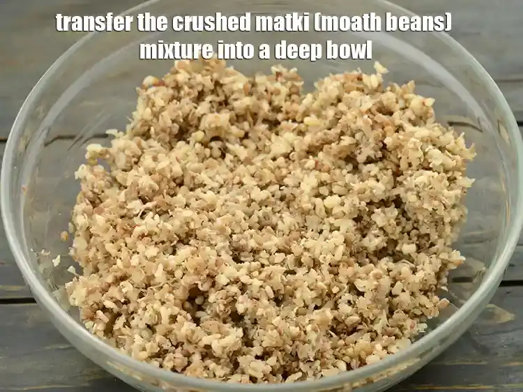 Step 3 – <p><span style="background-color:rgb(255,255,255);color:rgb(0,0,0);">Transfer the </span>1/2 cup <a href="https://www.tarladalal.com/glossary-matki-moth-beans-moth-415i#ing_2944"><u>boiled and crushed matki (moath beans)</u></a><span style="background-color:rgb(255,255,255);color:rgb(0,0,0);"> mixture into …
