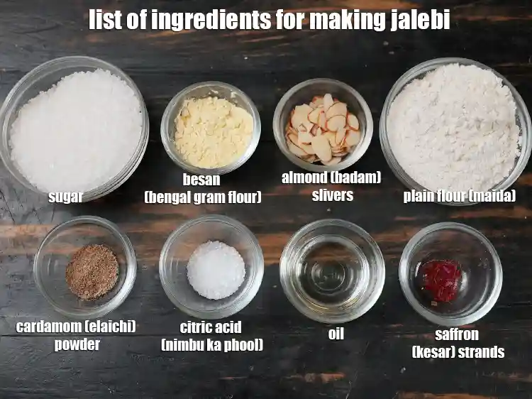 Step 2 – <p><i><u>See the below image of list of ingredients for making jalebi.&nbsp;</u></i></p>