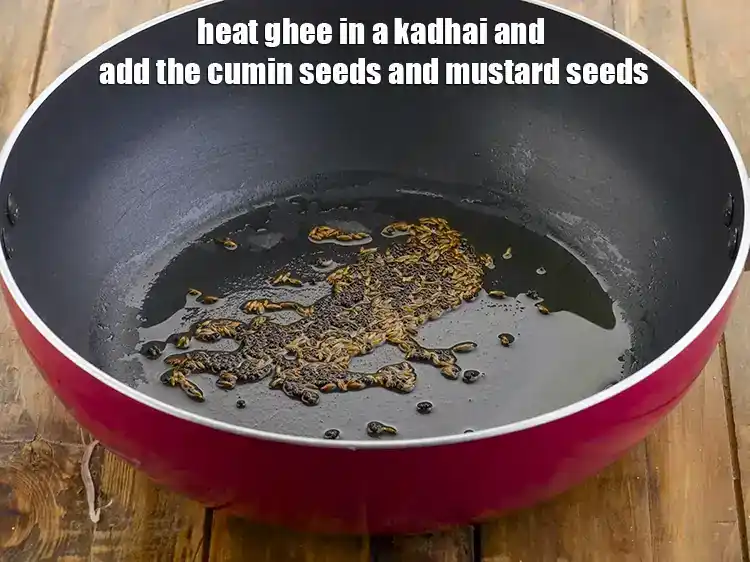 Step 5 – <p>Heat the <span style="background-color:rgb(255,255,255);color:rgb(0,0,0);">2 tsp </span><a href="https://www.tarladalal.com/glossary-ghee-245i"><u>ghee</u></a> in a kadhai and add the <span style="background-color:rgb(255,255,255);color:rgb(0,0,0);">1/2 …