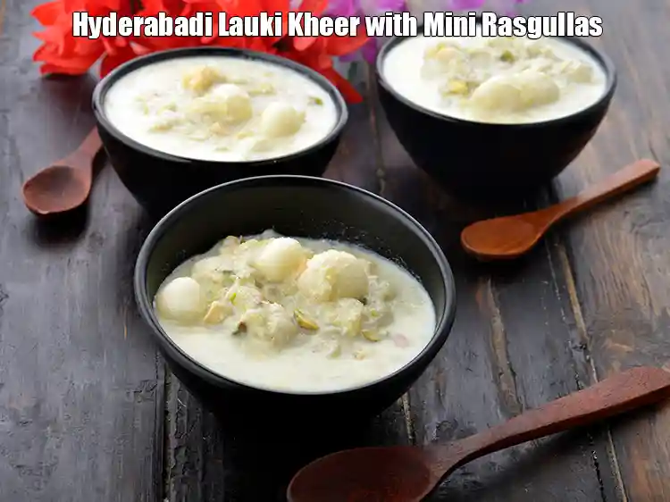 Step 7 – <p>Serve <strong>Hyderabadi Lauki Kheer with Mini Rasgullas</strong> chilled.</p>