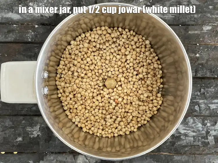 Step 8 – <p>To make<strong> patta gobi dhokla</strong>, in a mixer jar add 1/2 cup <a href="https://www.tarladalal.com/glossary-jowar-sorghum-white-millet-479i">jowar (white …