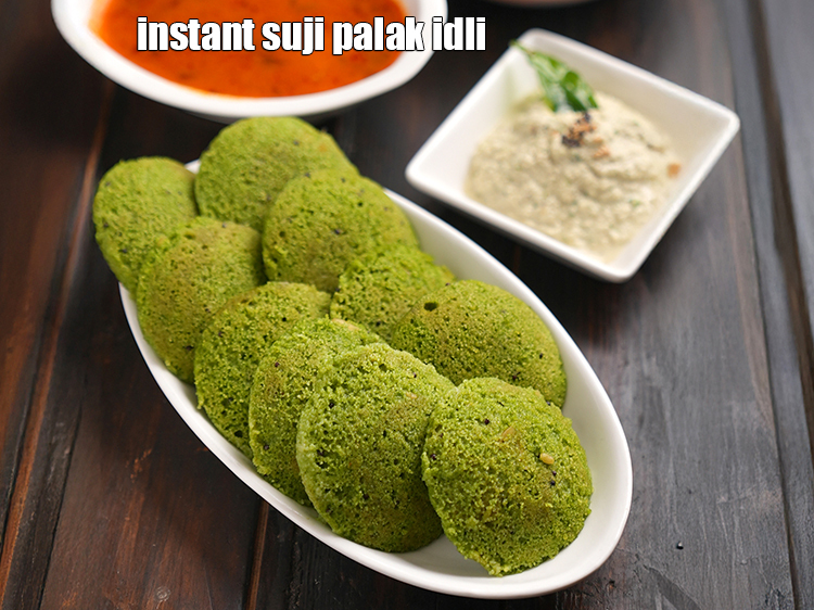Step 23 – <p>Serve <strong>palak rava idli</strong> hot with sambhar and coconut chutney.</p>
