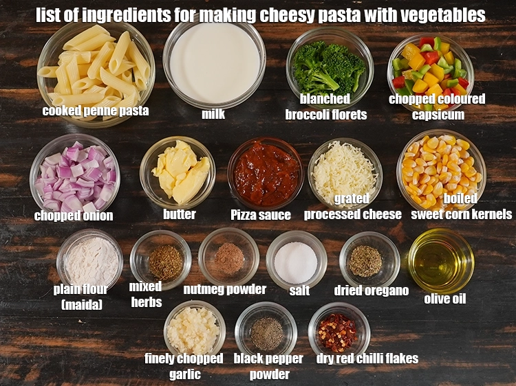 what is cheesy pasta with vegetables is made of?