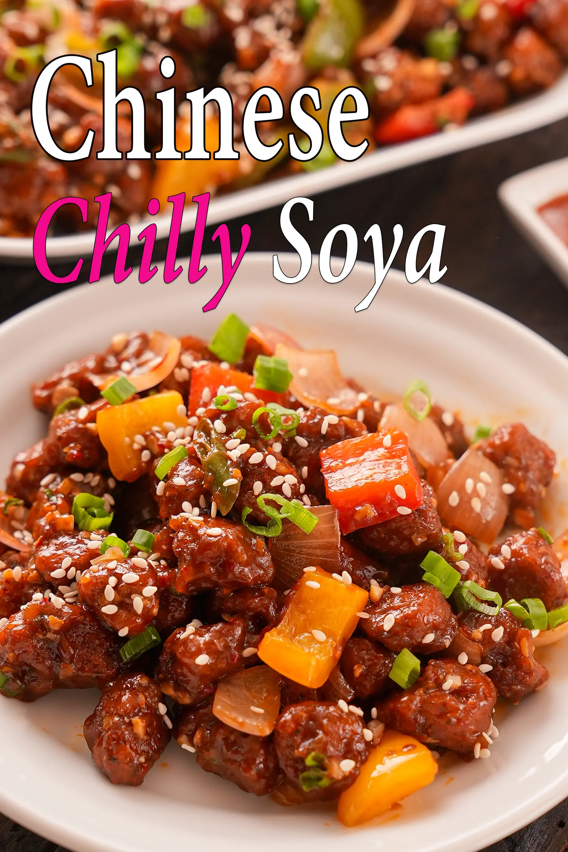 soya chilli recipe | Chinese style soya chilli | chilli soya chunks | soyabean chilly |