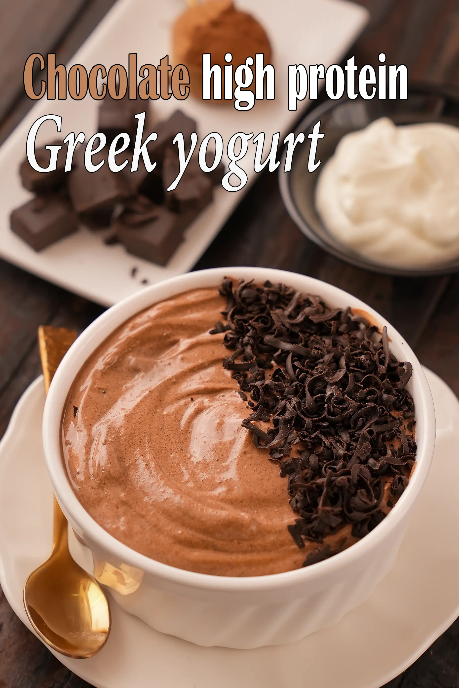 chocolate high protein greek yogurt dessert recipe | protein rich Indian yogurt dessert | 9 grams protein easy dessert |