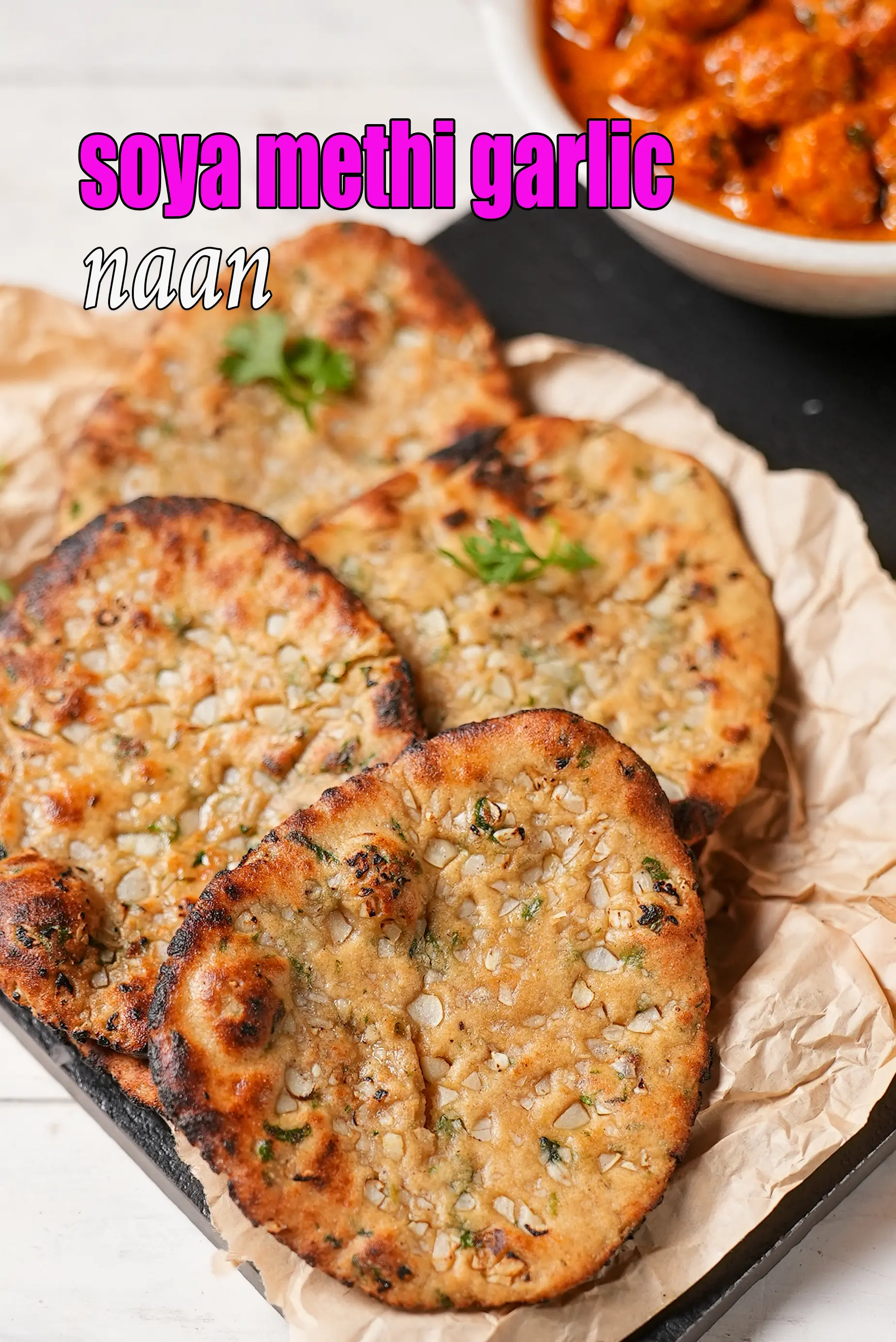 सोया मेथी गार्लिक नान रेसिपी | सोया लहसुन नान | soya methi garlic naan recipe in Hindi |