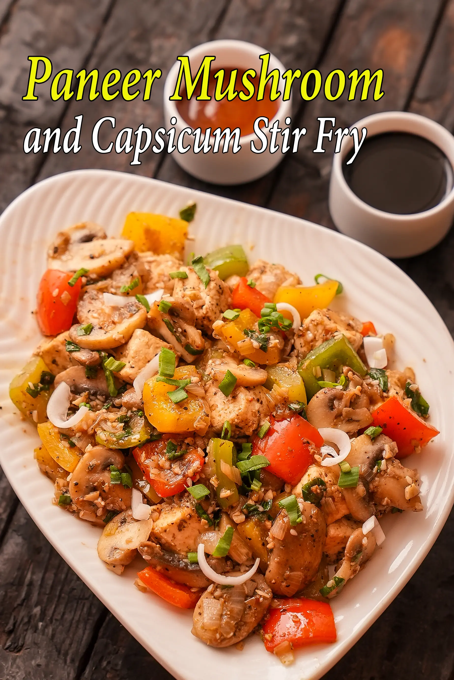 paneer mushroom and capsicum stir fry recipe | healthy garlic mushroom paneer stir fry | paneer capsicum stir fry |