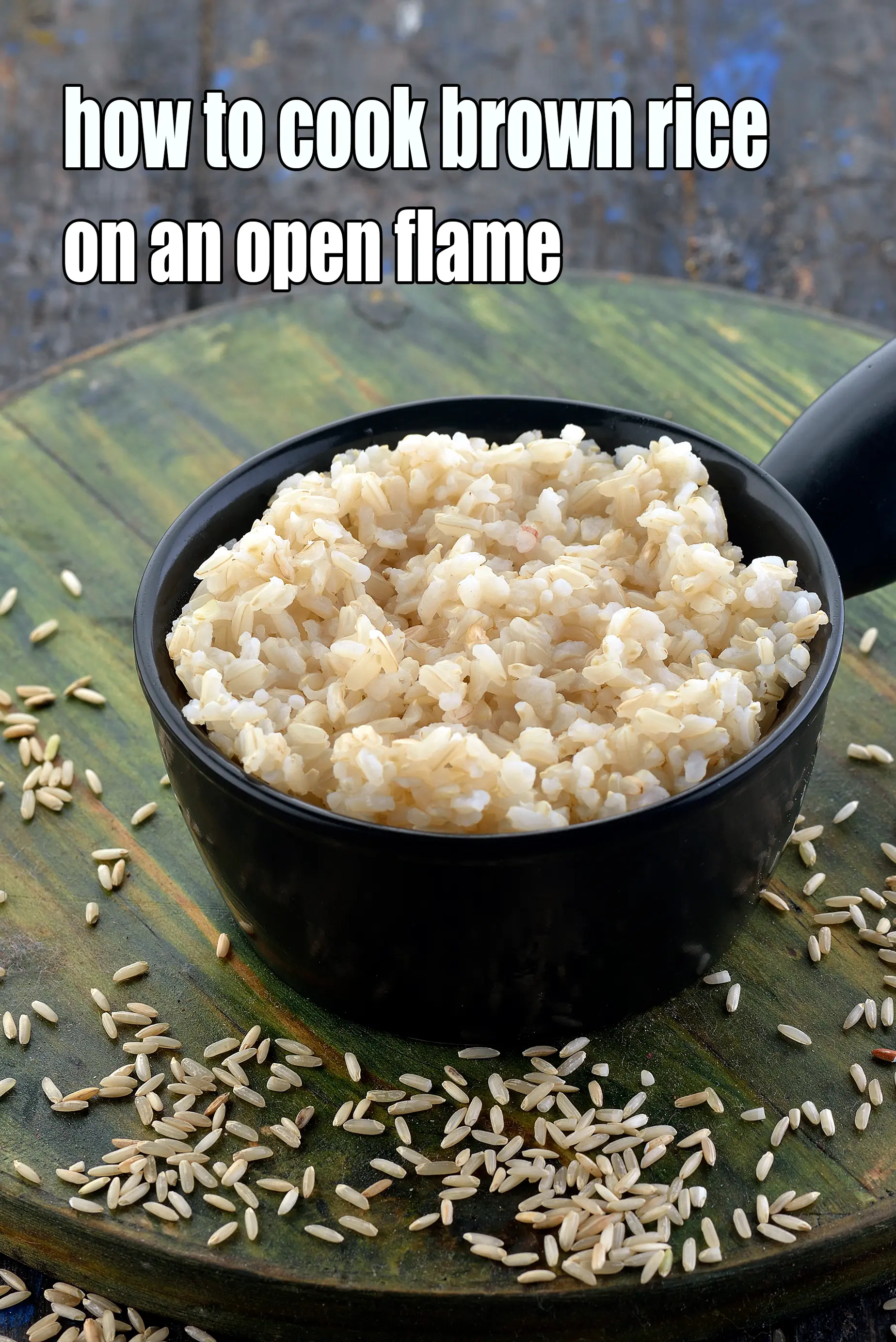 how to cook brown rice on an open flame | deep non stick pan | open flame |
