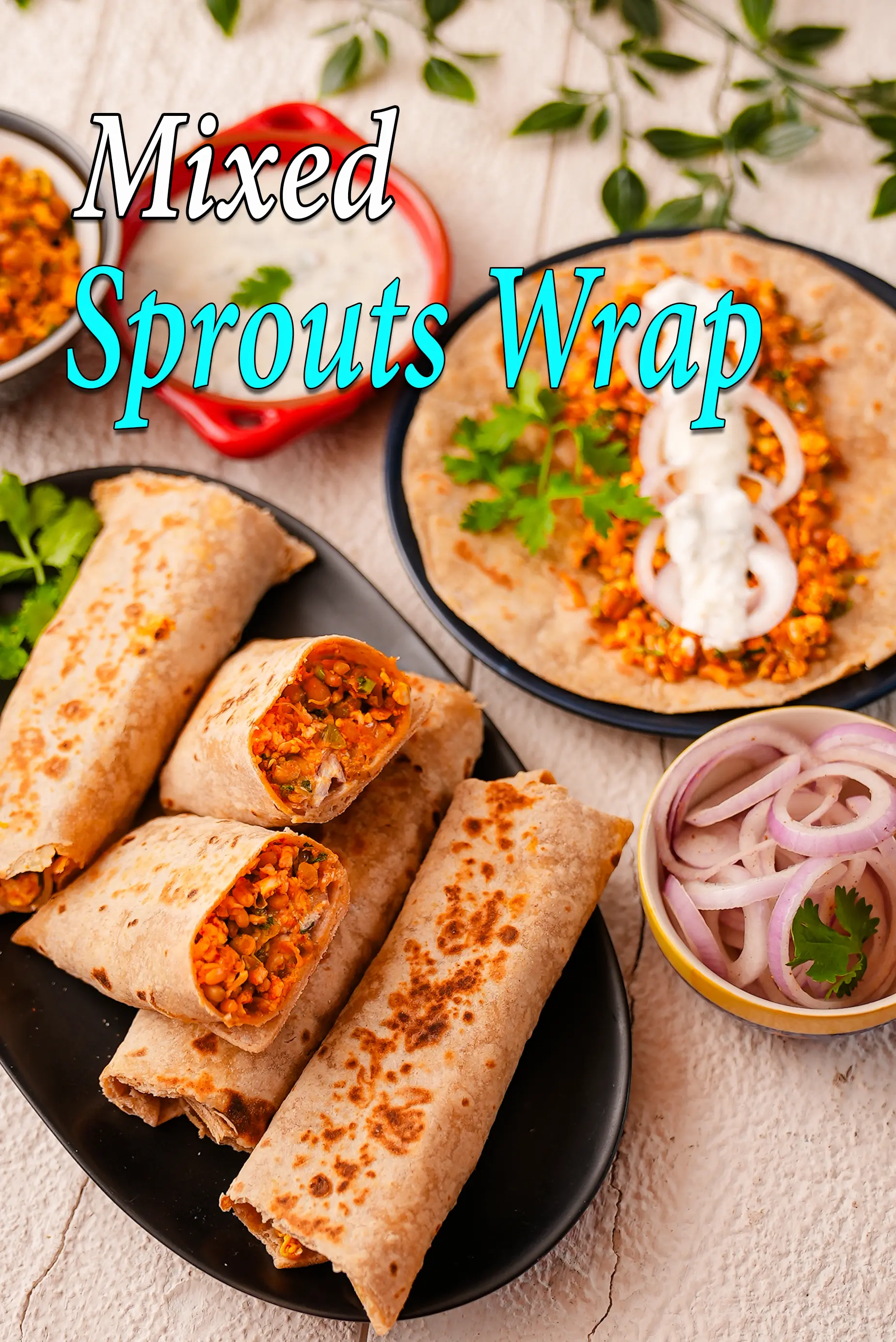 mixed sprouts wrap | mixed sprouts paneer wrap |  healthy vegetable mixed sprouts wrap |