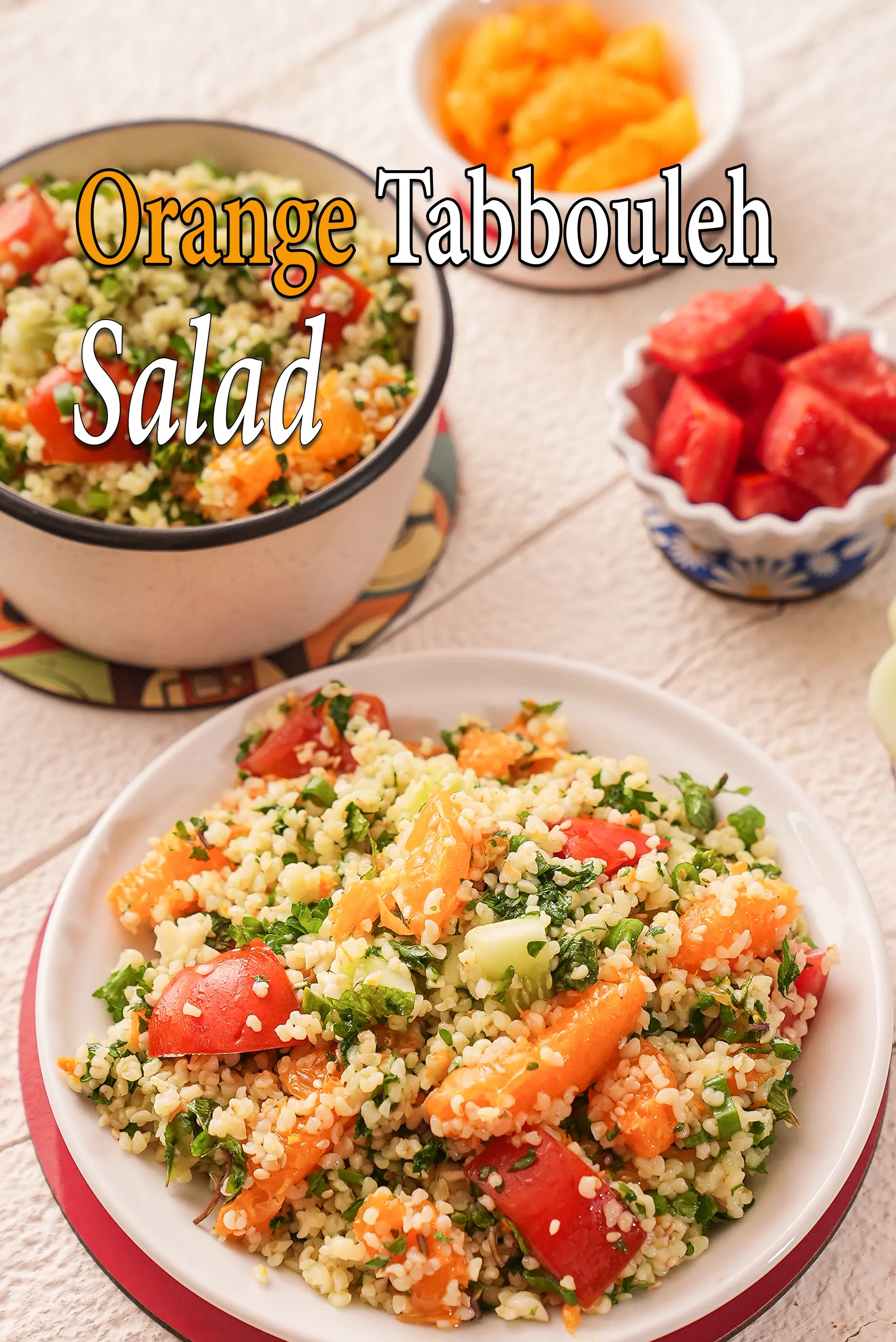 orange tabbouleh salad recipe | Lebanese orange tabbouleh salad | Indian style healthy orange sesameÂ tabbouleh |