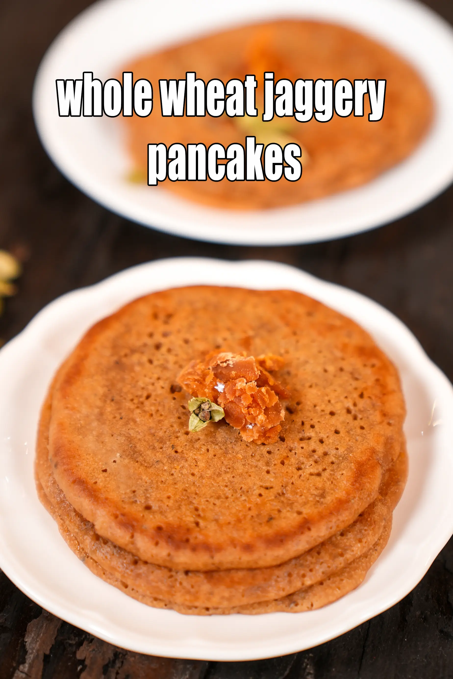 व्हीट फ्लोर जैगरी पैन्केक रेसिपी | बिना अंडे का गुड़ पैनकेक | whole wheat jaggery pancakes recipe in hindi |