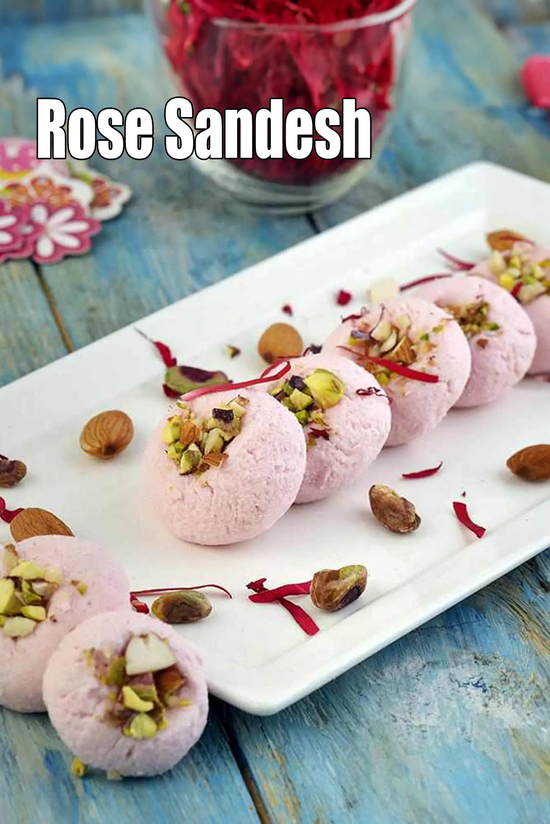 Rose Sandesh recipe | Bengali Rose Paneer Sandesh | Golap Sandesh |