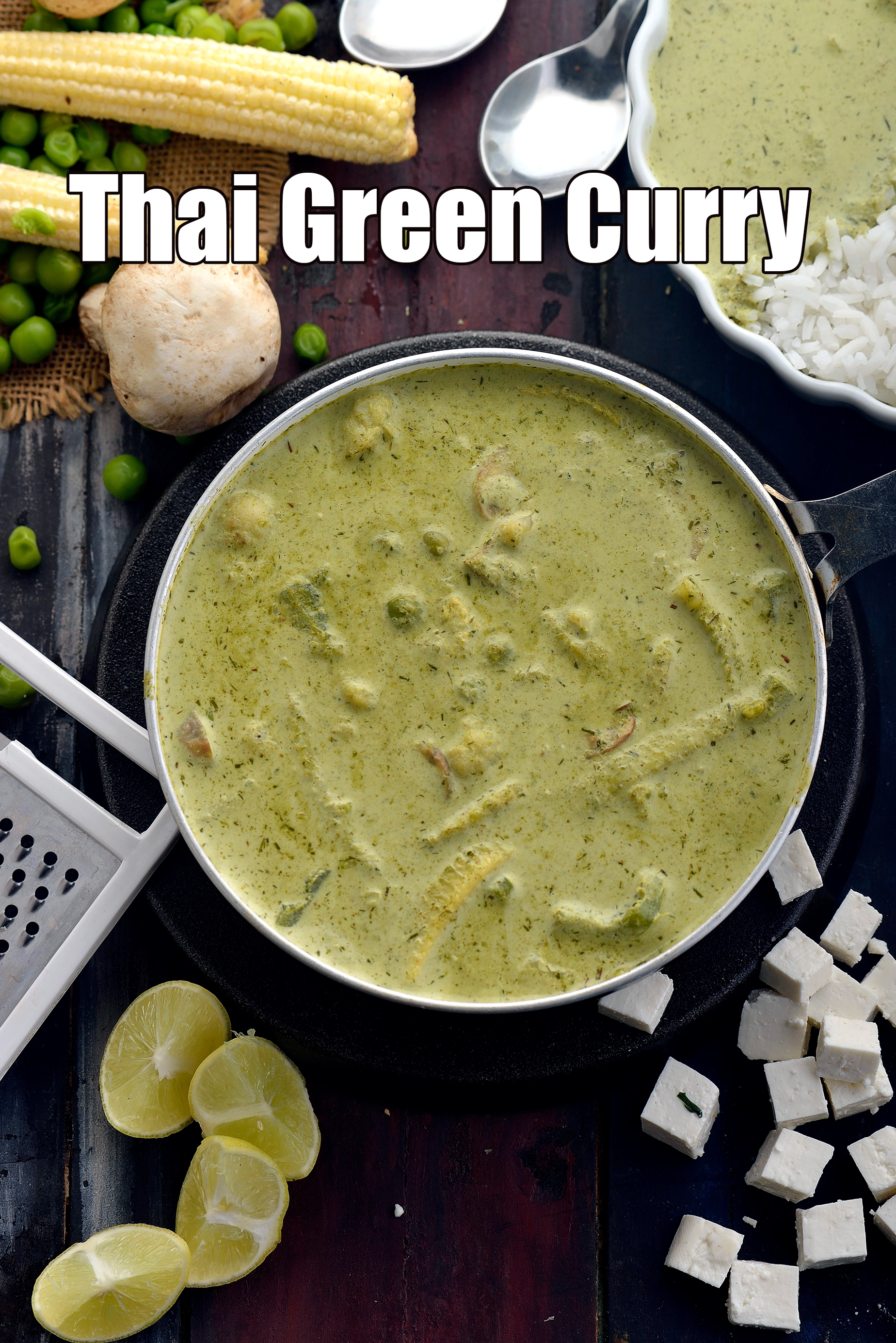 vegetarian Thai green curry recipe | Indian style Thai green curry |