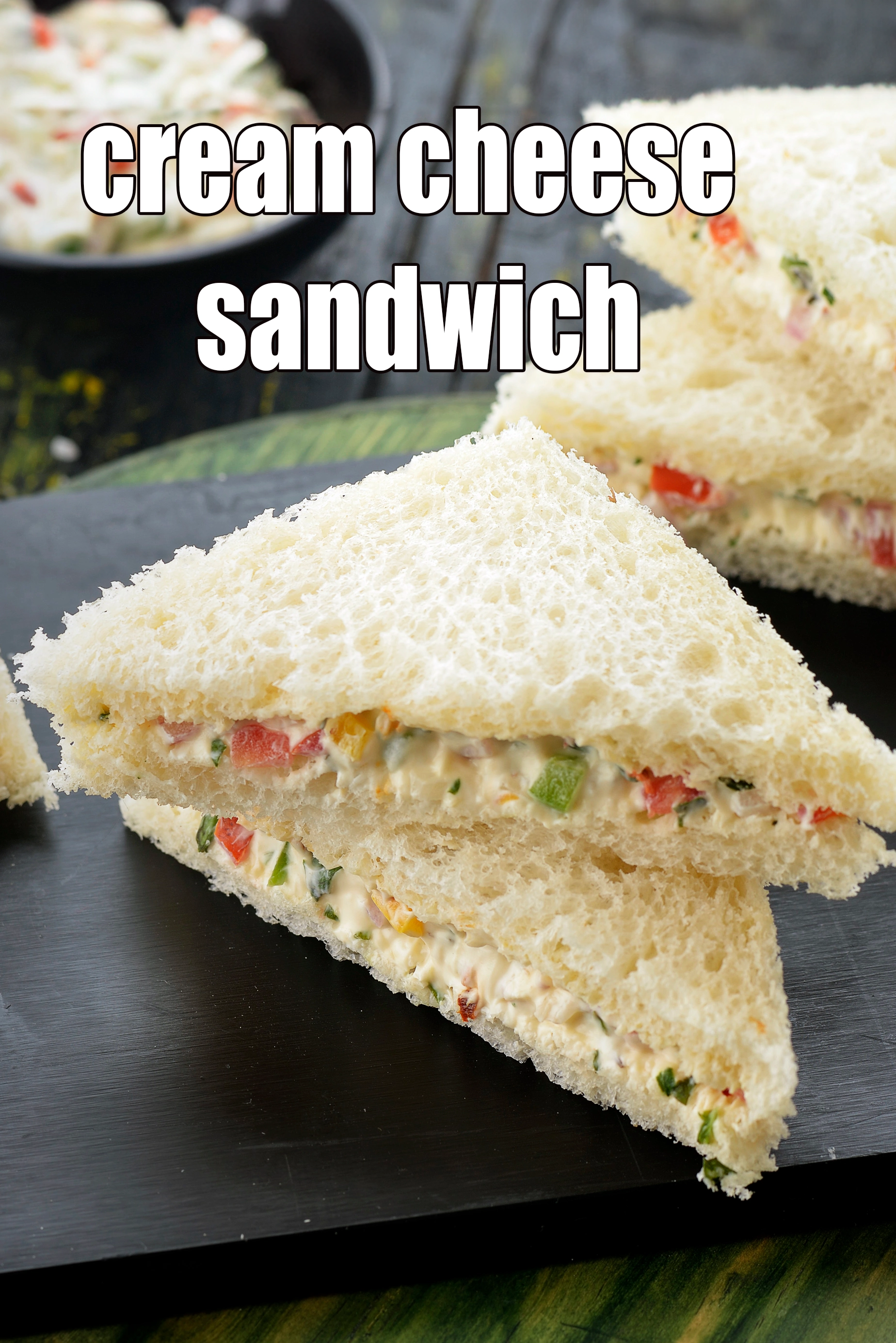 cold cream cheese sandwich| veg cream cheese sandwich | cream cheese sandwich recipe |