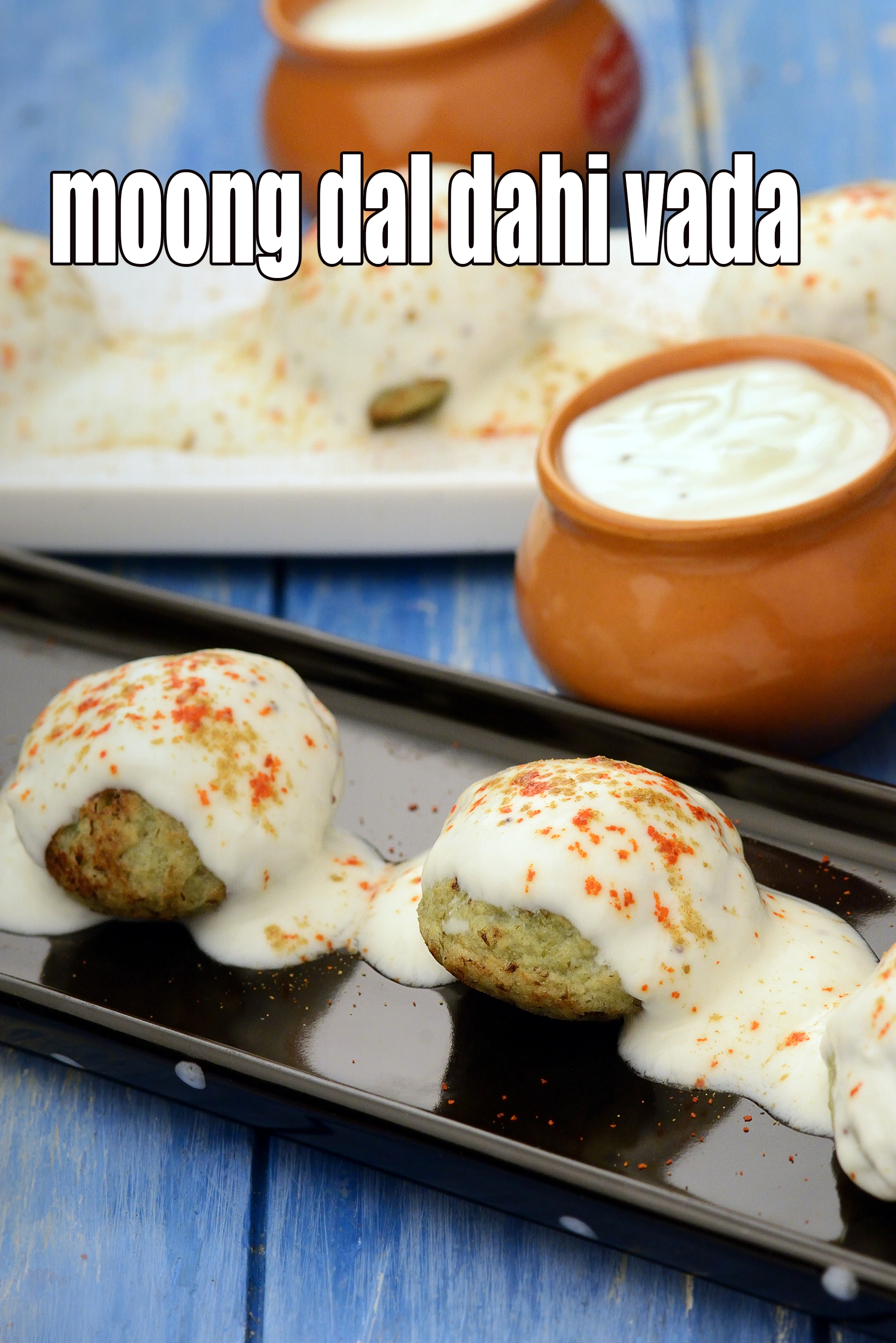 moong dal dahi vada recipe | non fried moong dal dahi vada |