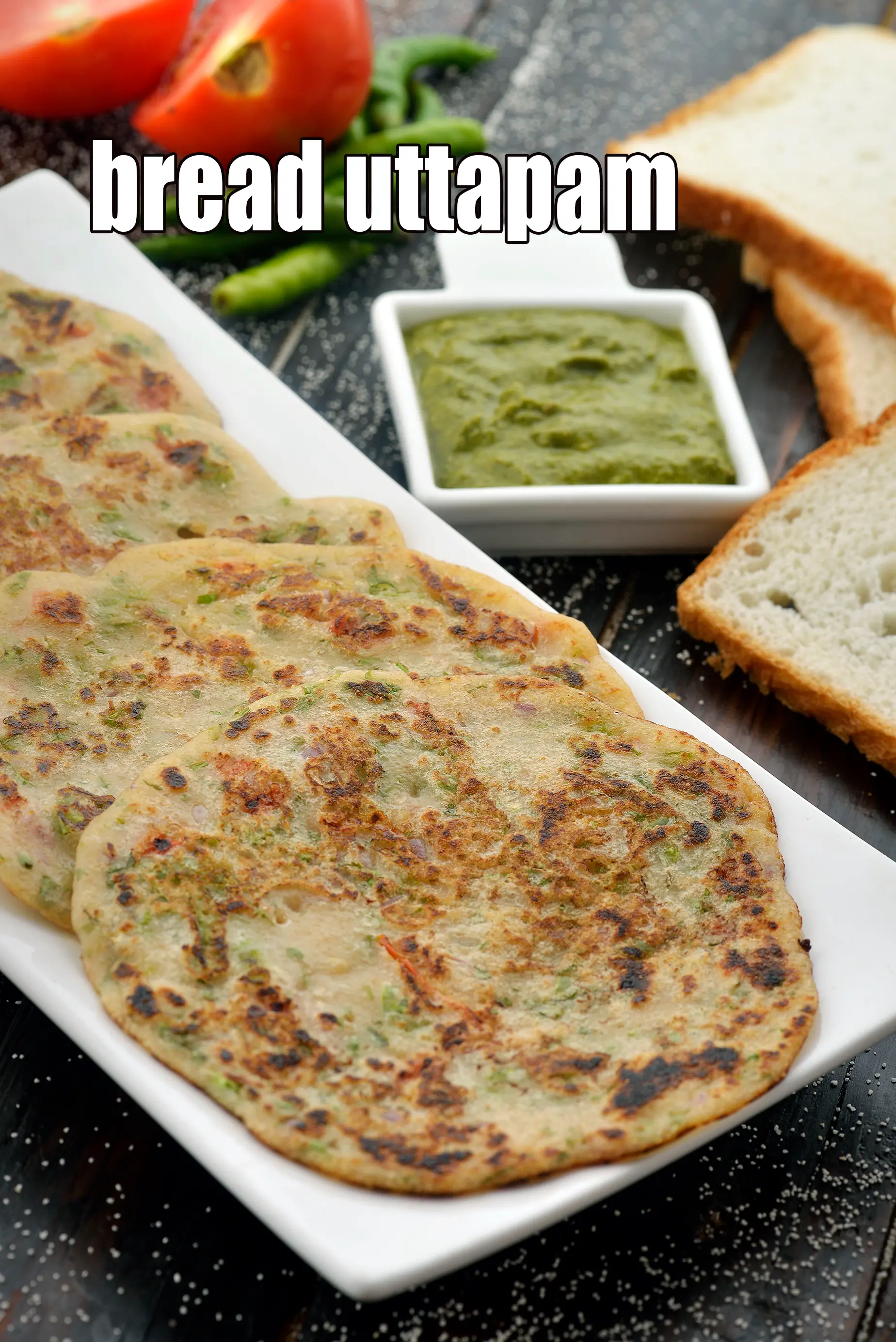 bread uttapam recipe | instant bread dosa | instant breakfast | easy Indian leftover bread recipe |