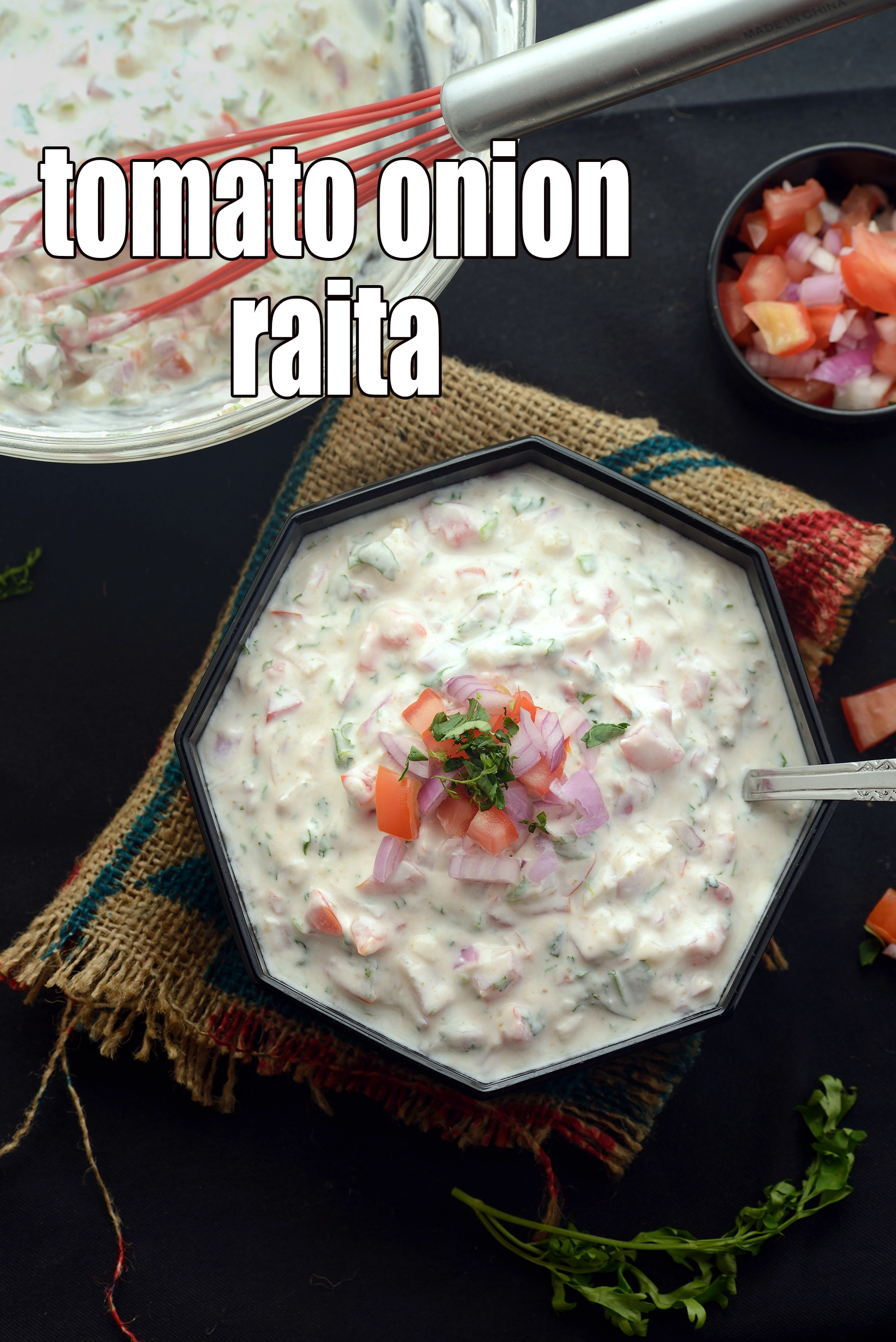 tomato onion raita | onion tomato raita | pyaz tamatar ka raita |