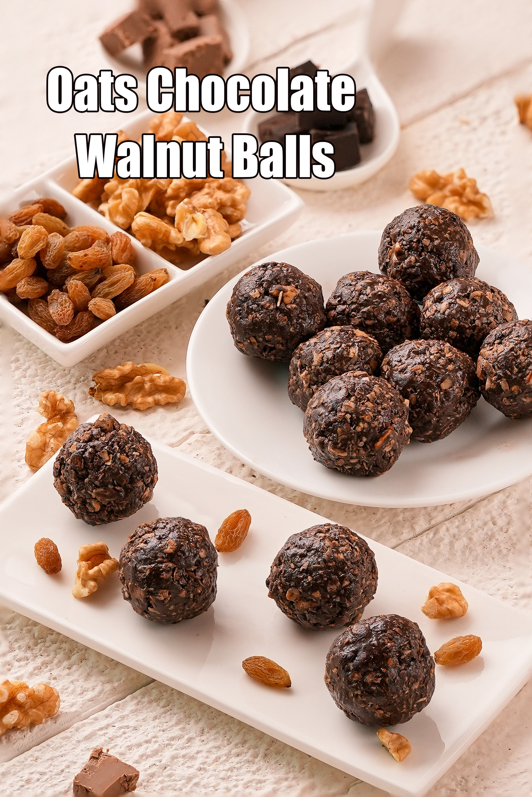Oats Chocolate Walnut Balls | Walnut Chocolate Oat Indian Energy Balls | Power-Packed Oat Walnut Chocolate Balls |