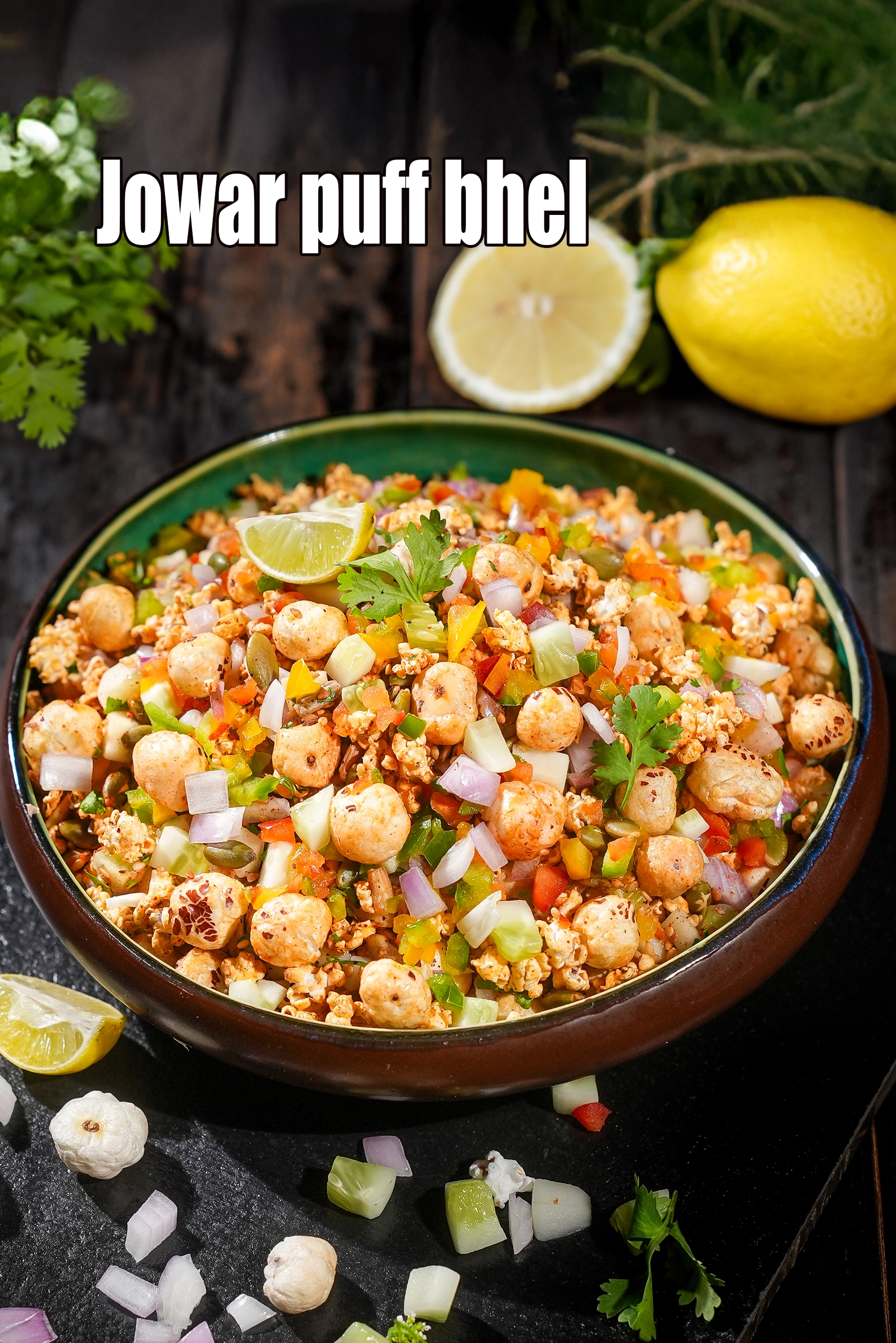 Jowar puff bhel recipe | healthy sorghum popcorn bhel | jowar dhani bhel |