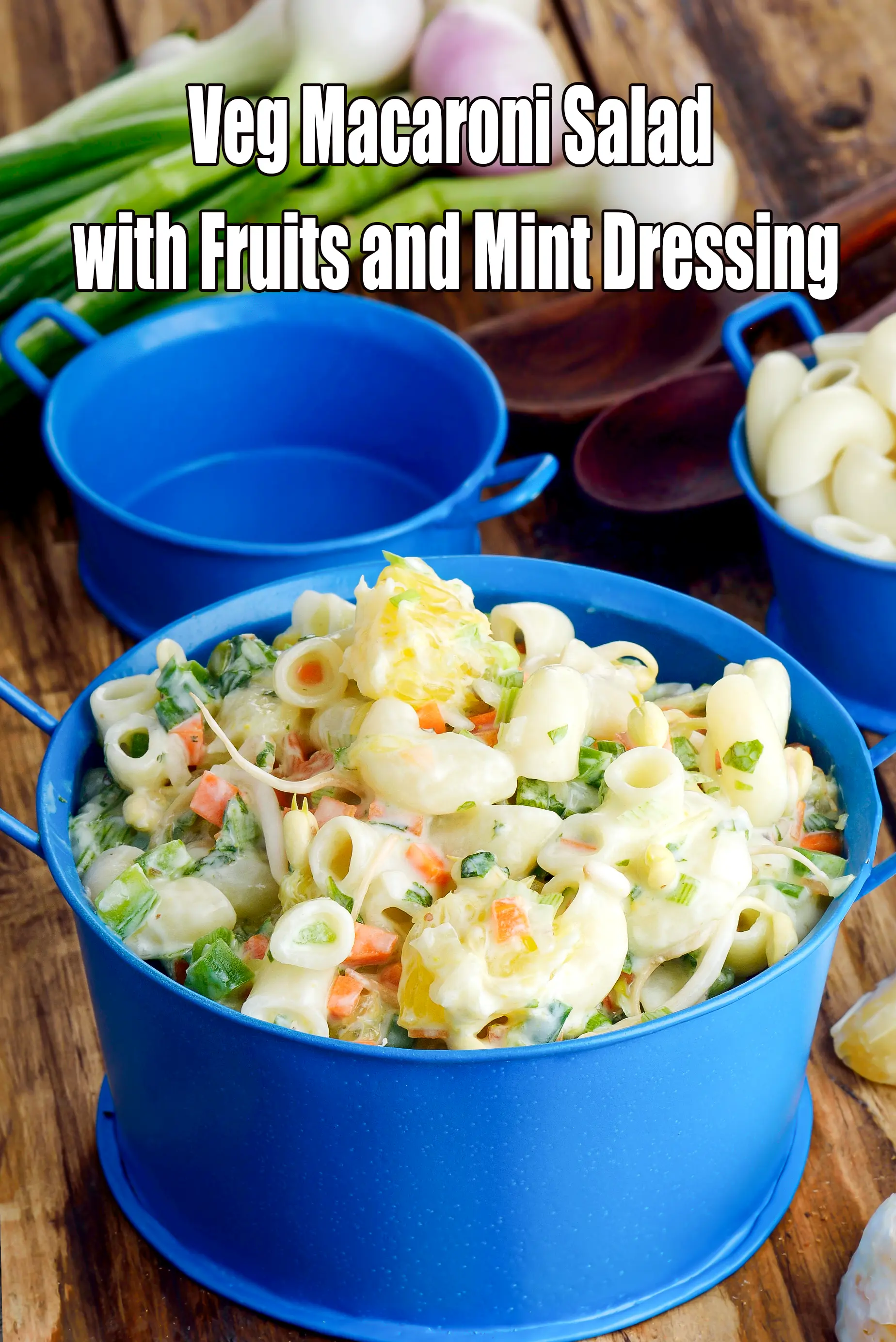 Veg Macaroni Salad with Fruits and Mint Dressing recipe, Healthy Recipes