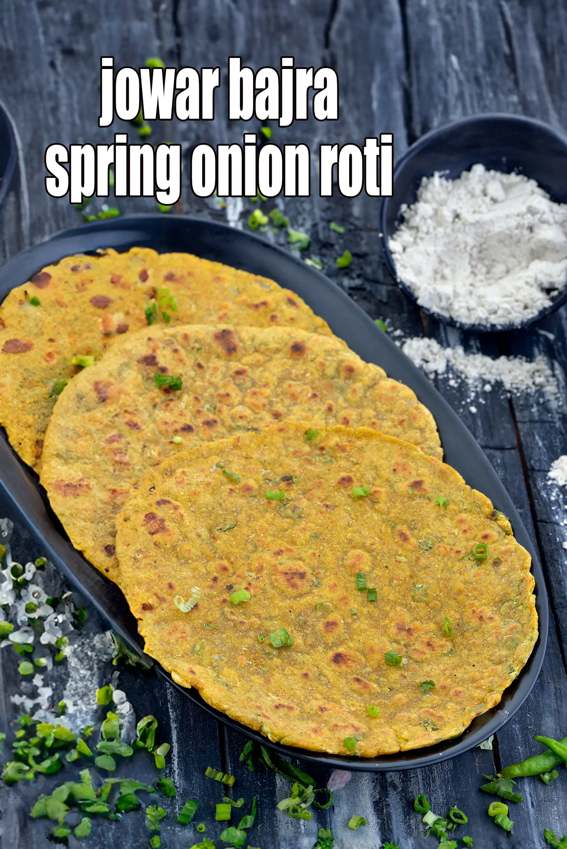 jowar bajra spring onion roti recipe | mixed flour and spring onion roti |