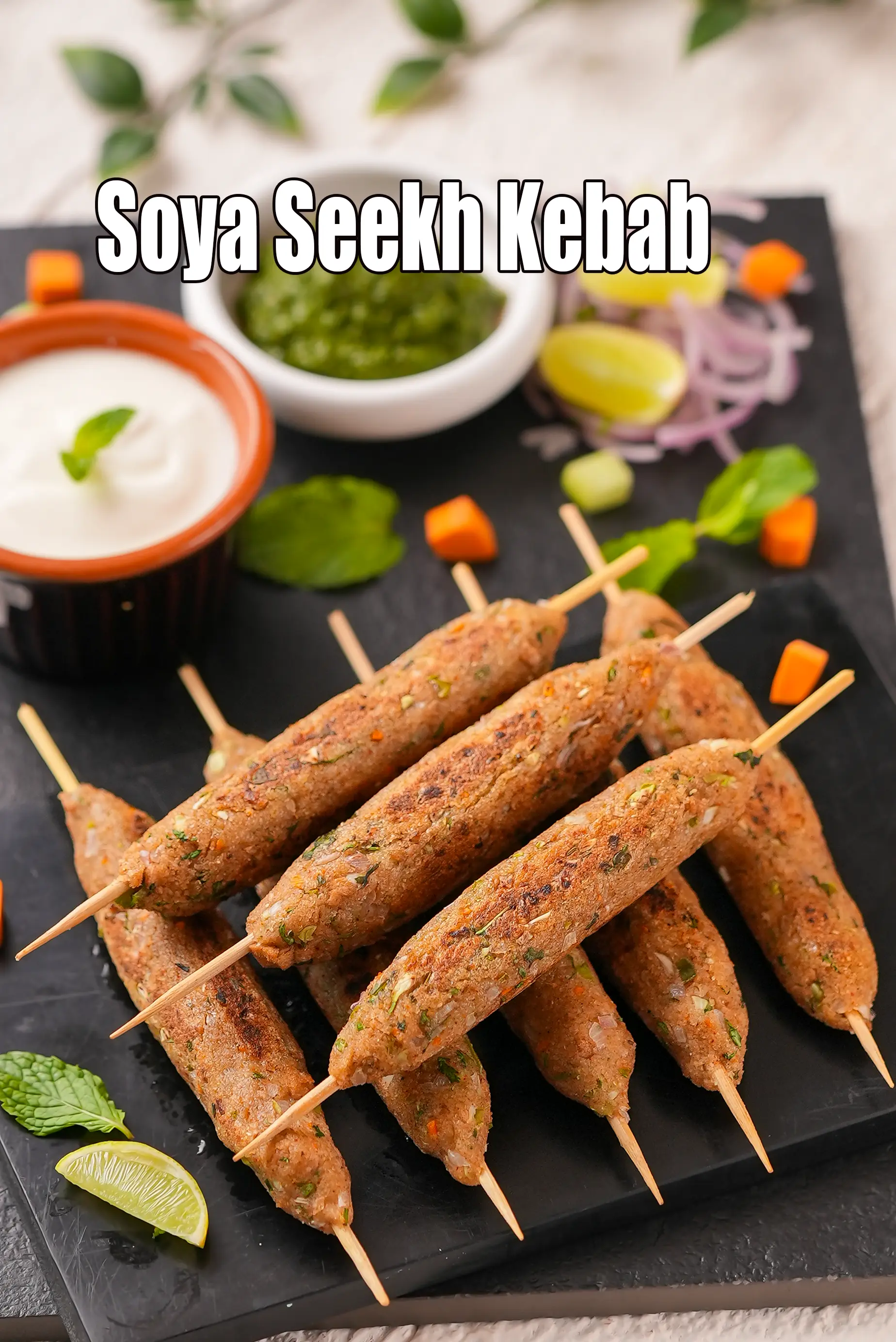 Soya Seekh Kebab recipe | Vegetarian Seekh Kebab |  Soy Protein Skewers |