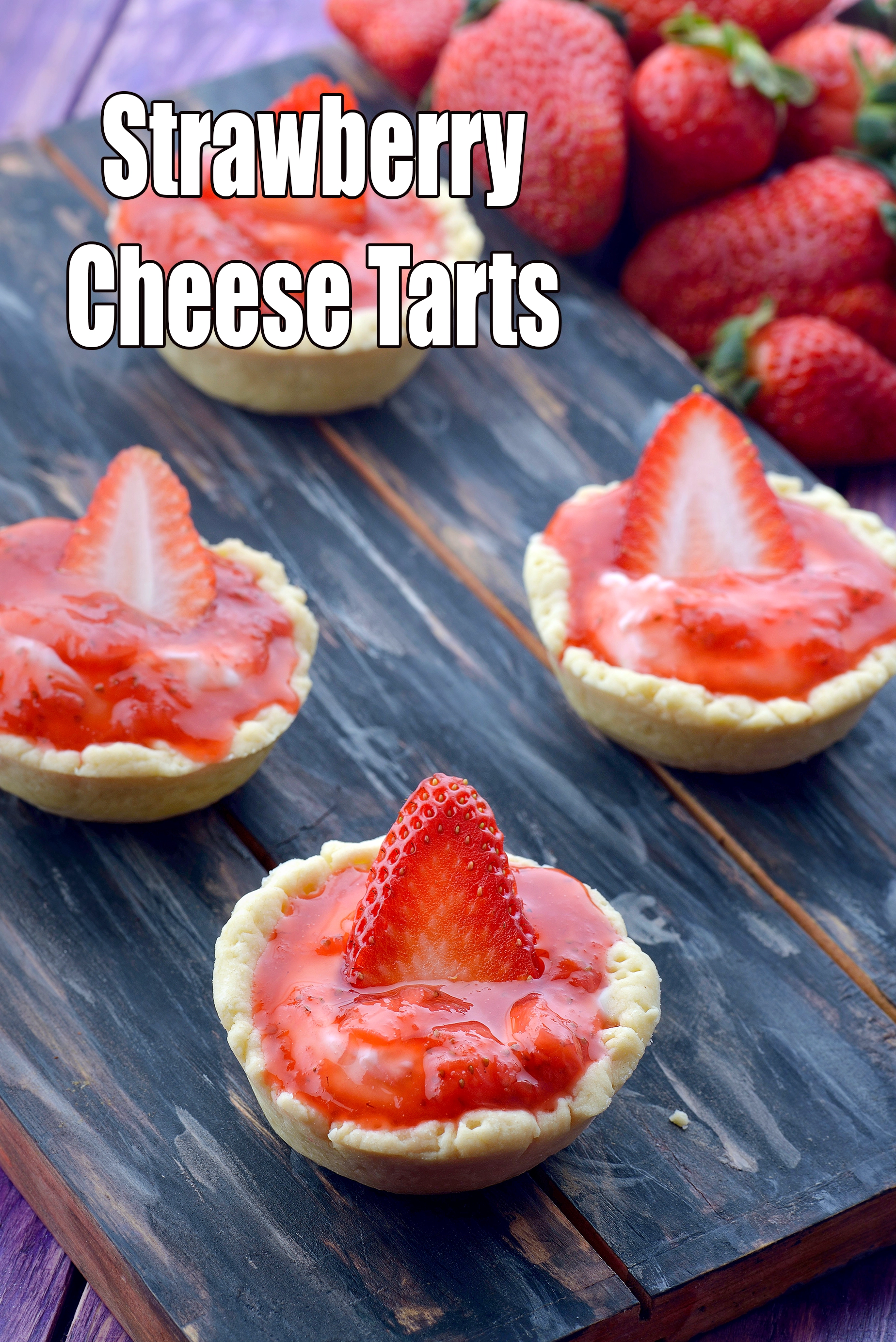 Strawberry Cheese Tarts recipe, Eggless Indian Strawberry Cream Cheese Tartlets