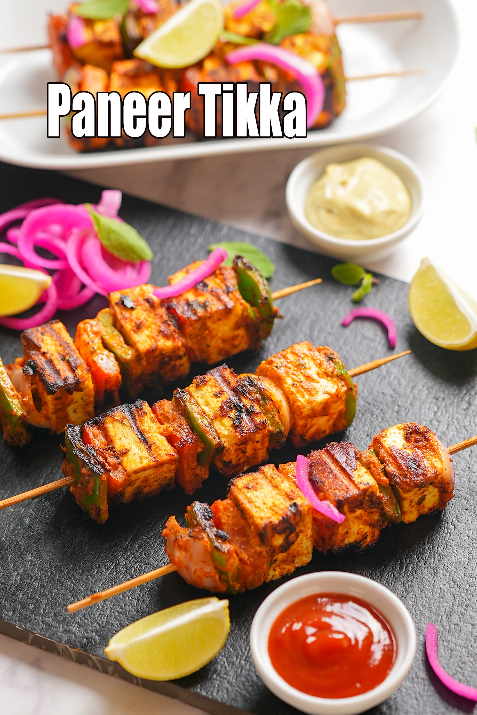 paneer tikka recipe | restaurant style paneer tikka | paneer tikka on grill pan | tandoori paneer tikka |