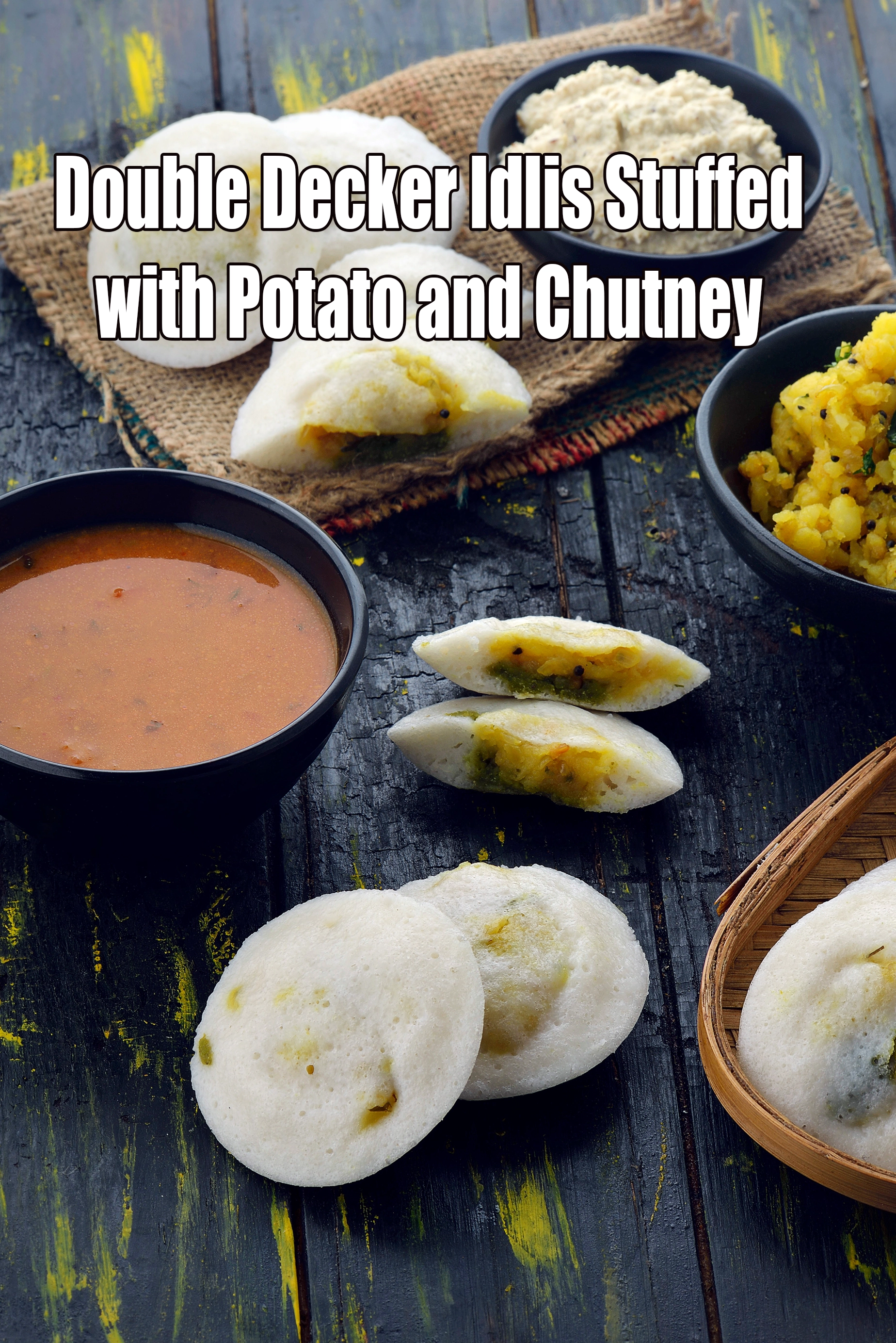Double Decker Idlis Stuffed with Potato and Chutney recipe, Healthy Recipes