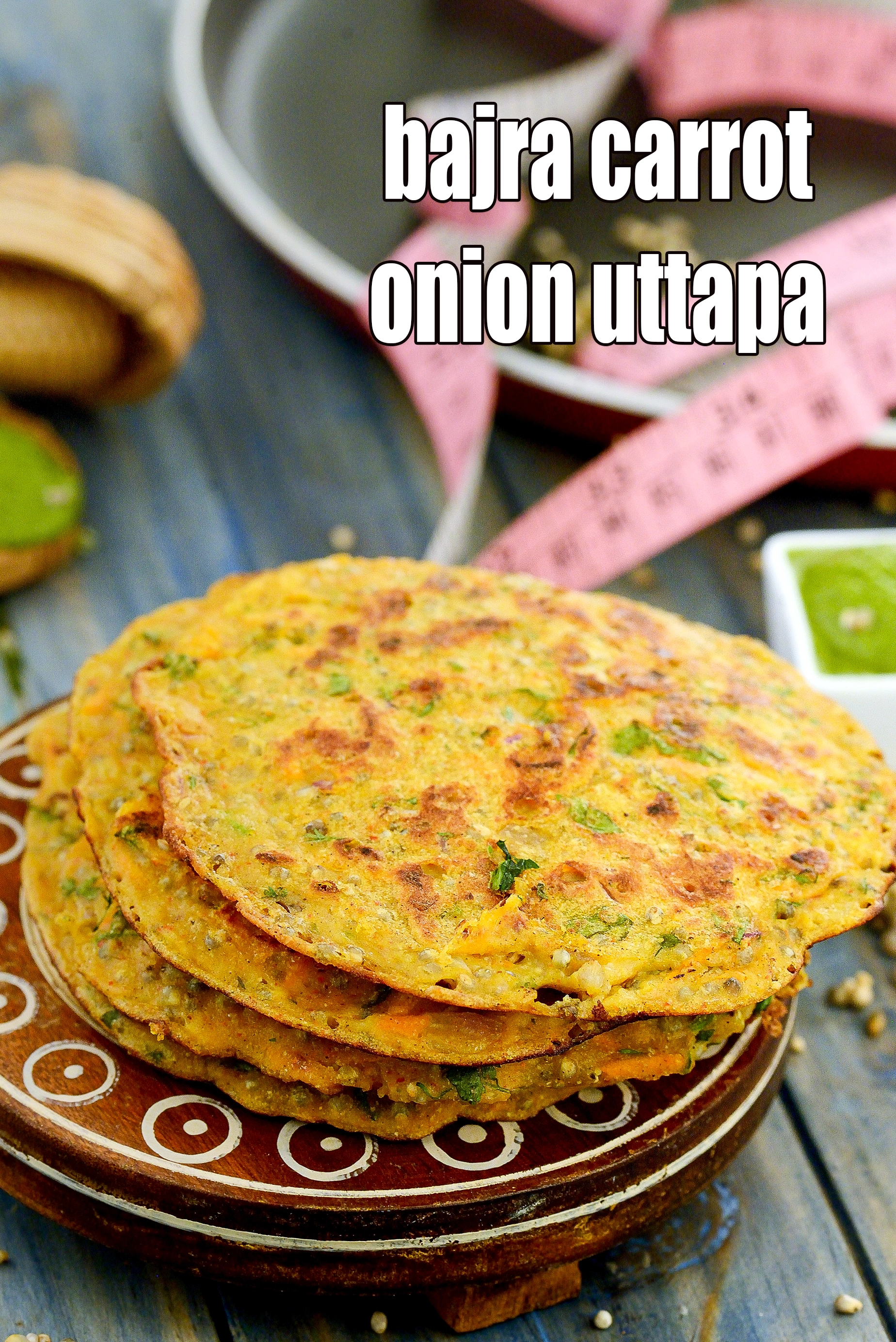 bajra carrot onion uttapa recipe | bajra uttapam | bajra onion uttapam