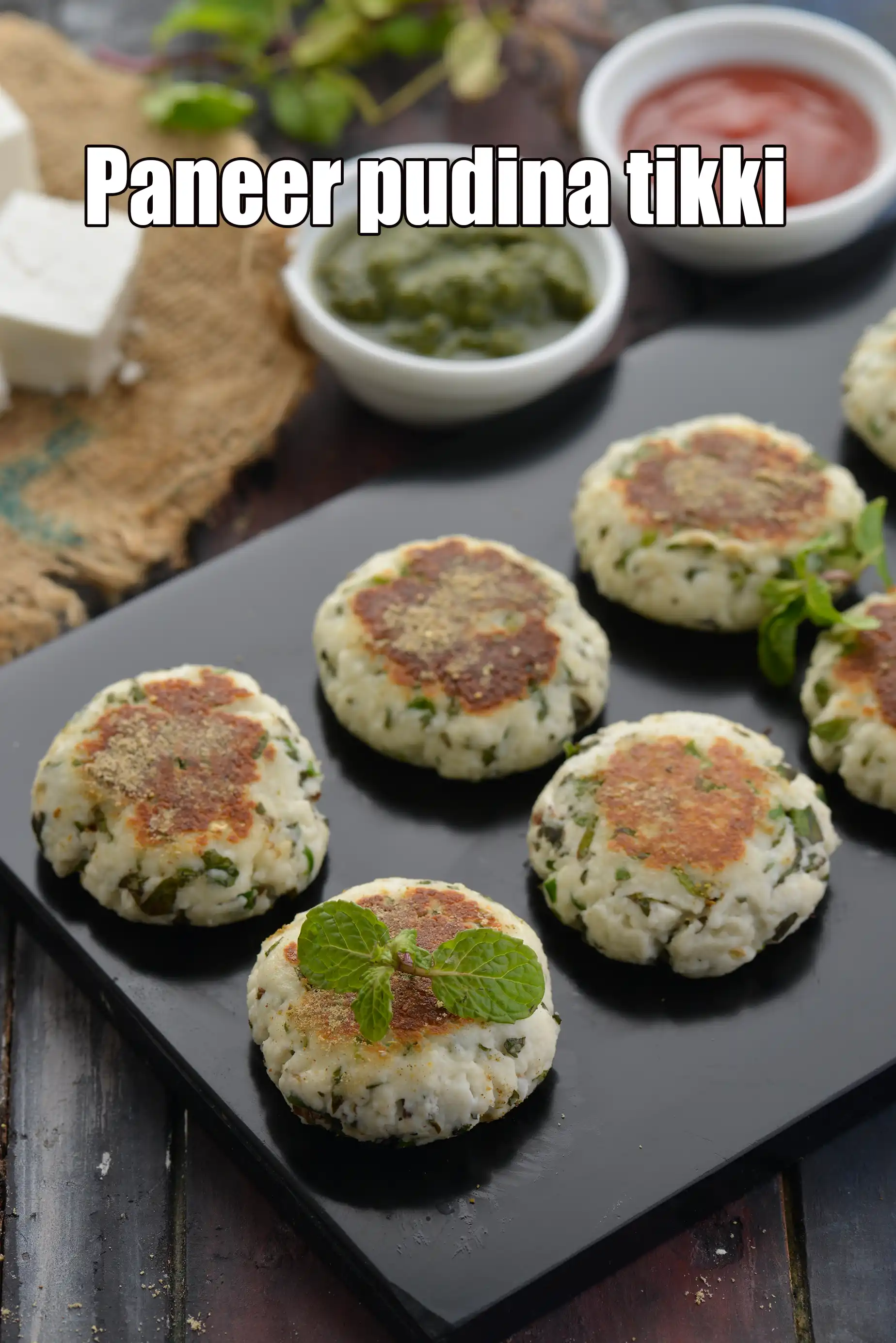 paneer pudina tikki recipe | paneer hariyali tikki | healthy paneer pudina tikki