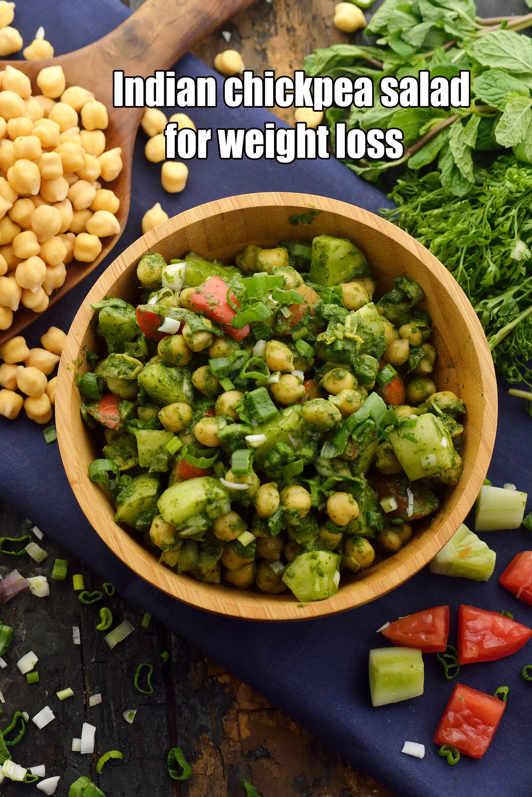 Indian chickpea salad for weight loss | kabuli chana salad with pudina dressing |