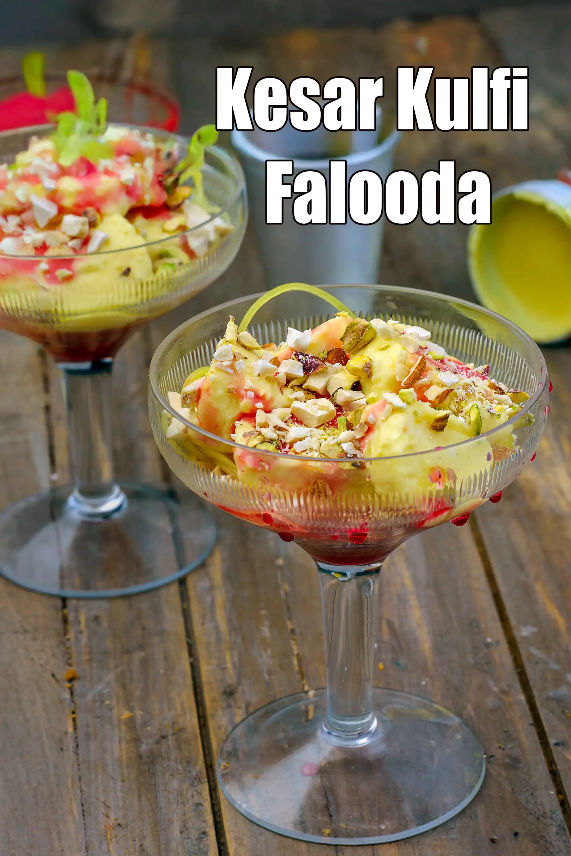 Kesar Kulfi Falooda |  Kulfi with Falooda Sev |  Falooda Kulfi |