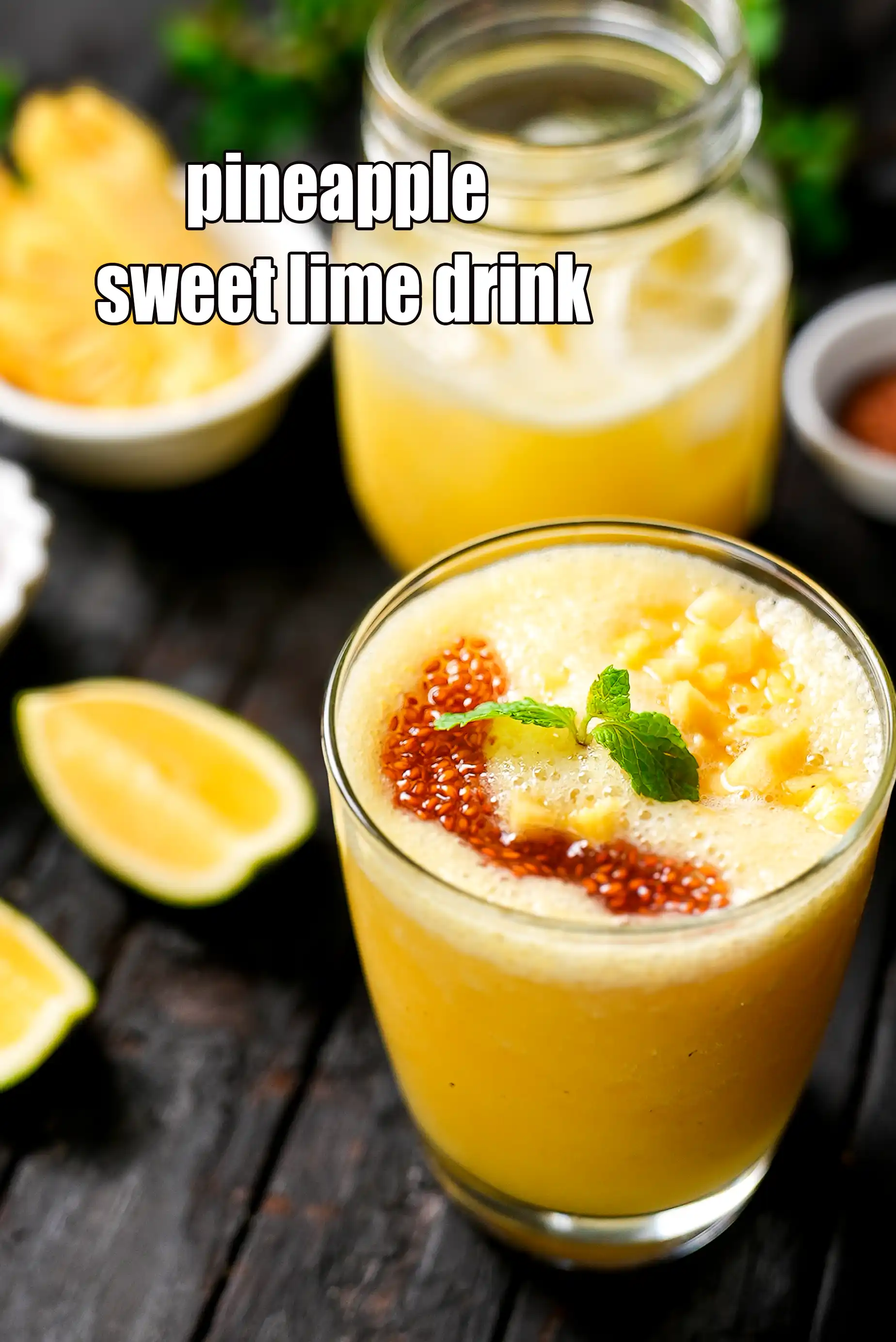 pineapple sweet lime drink recipe | mosambi pineapple juice with halim |
