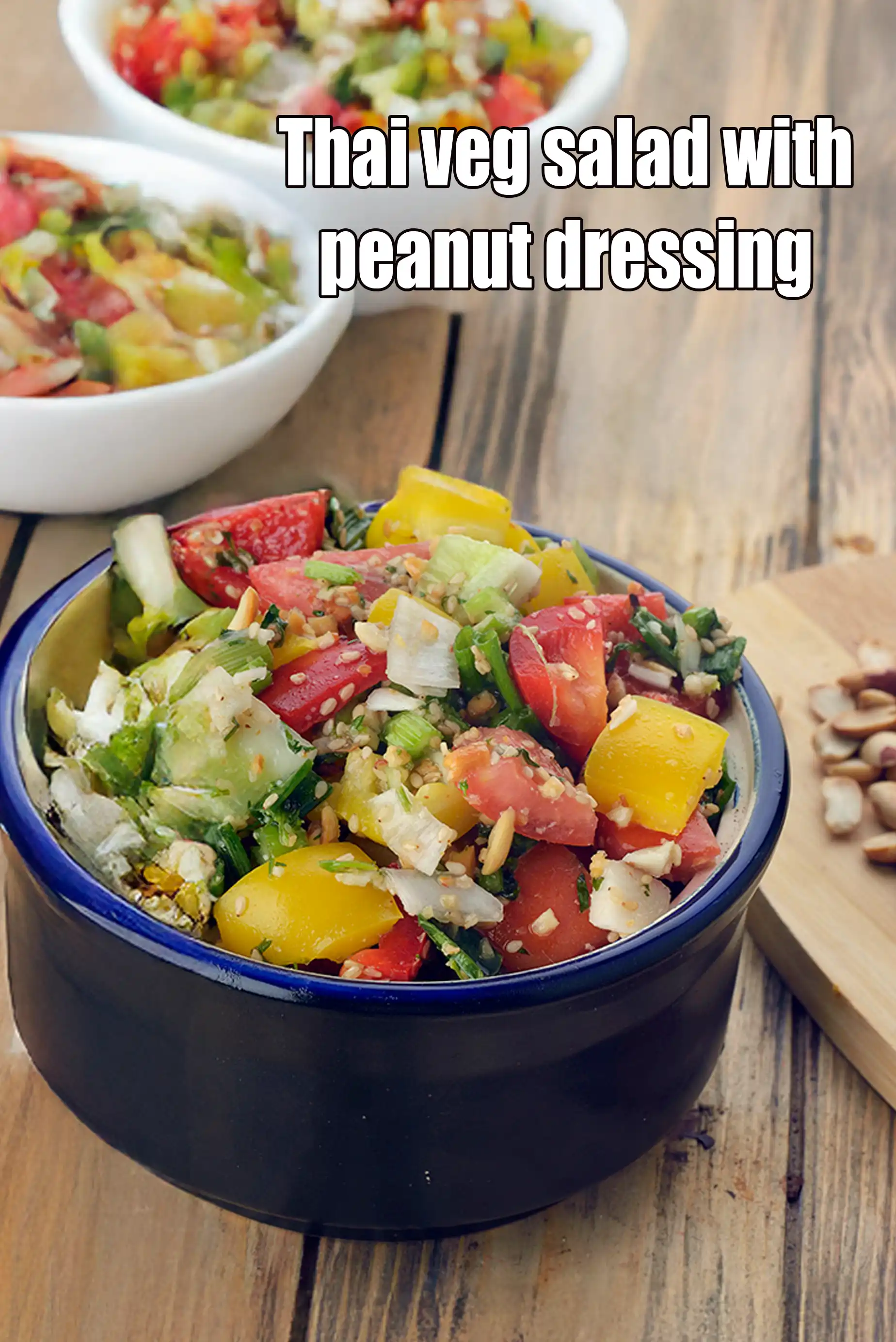 Thai veg salad with peanut dressing recipe | celery, onions, capsicum Thai salad |