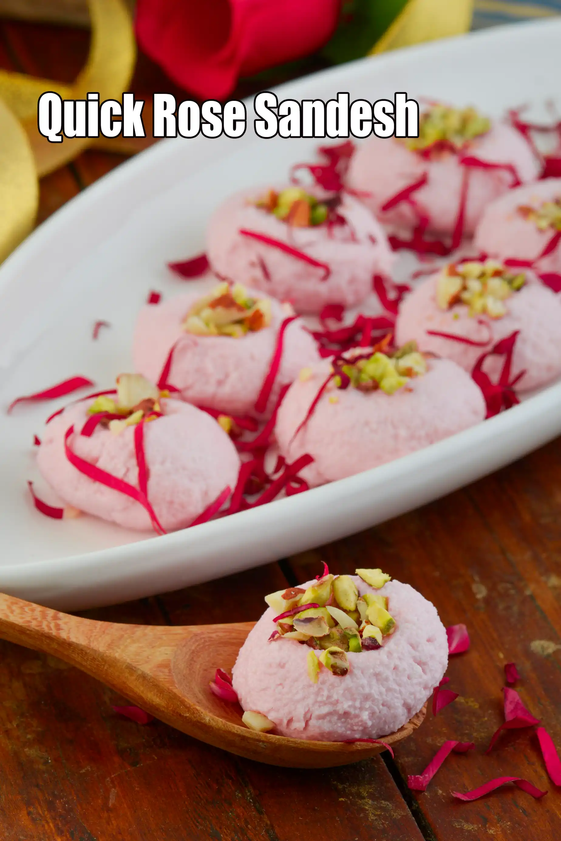 Quick Rose Sandesh recipe