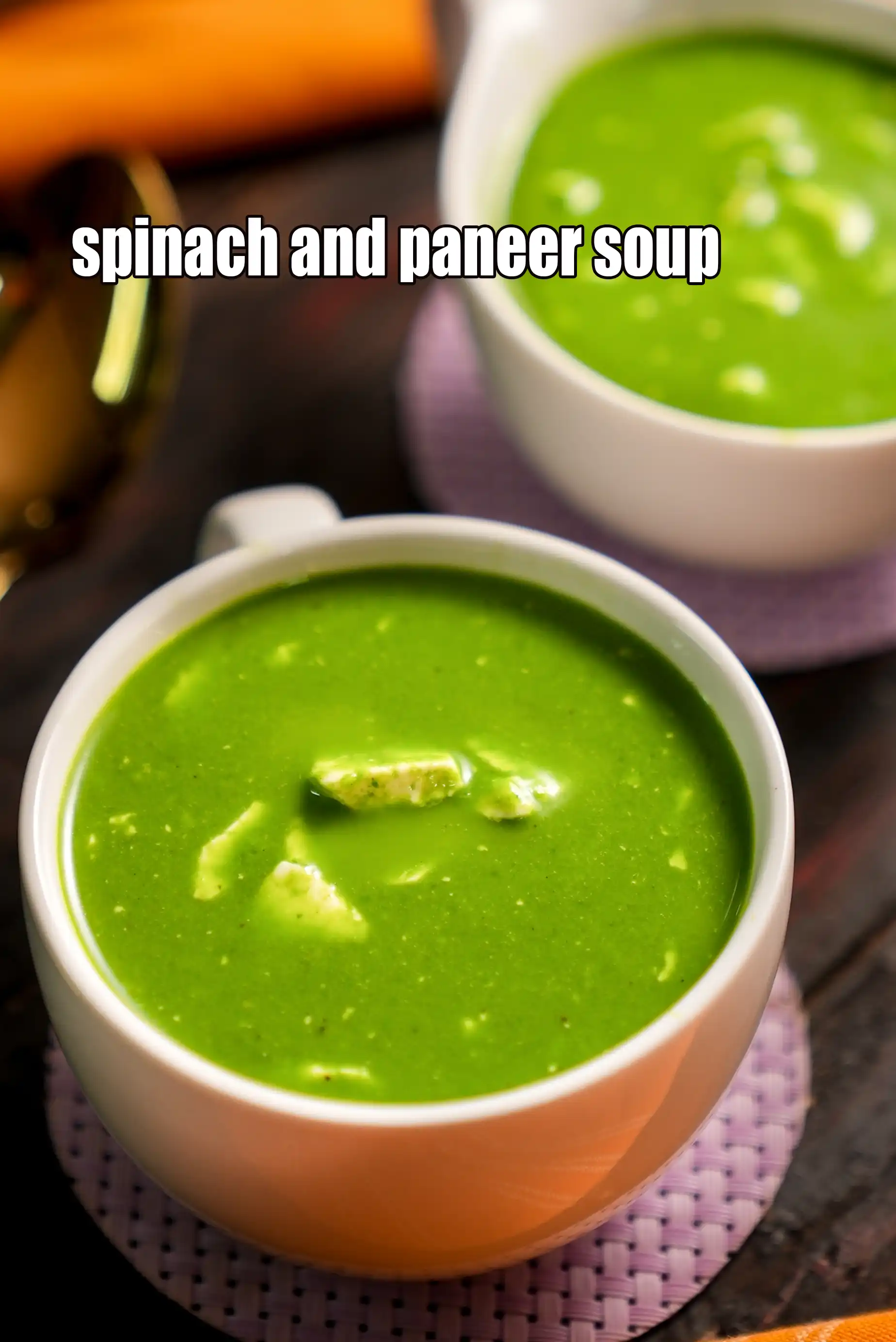 spinach and paneer soup recipe | palak paneer soup | healthy spinach cottage cheese soup |