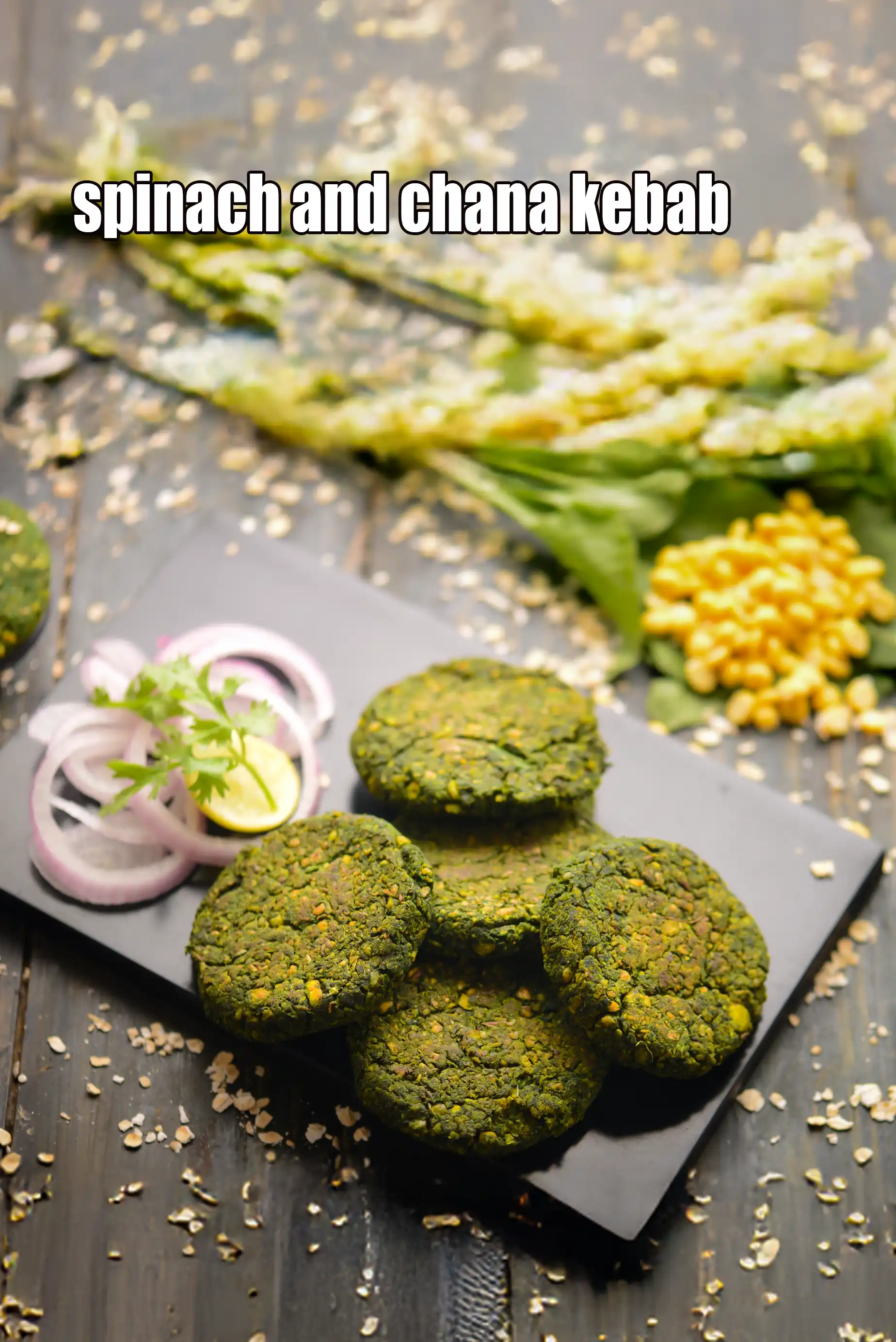 spinach and chana kebab recipe | Indian palak chana dal kebabs | healthy