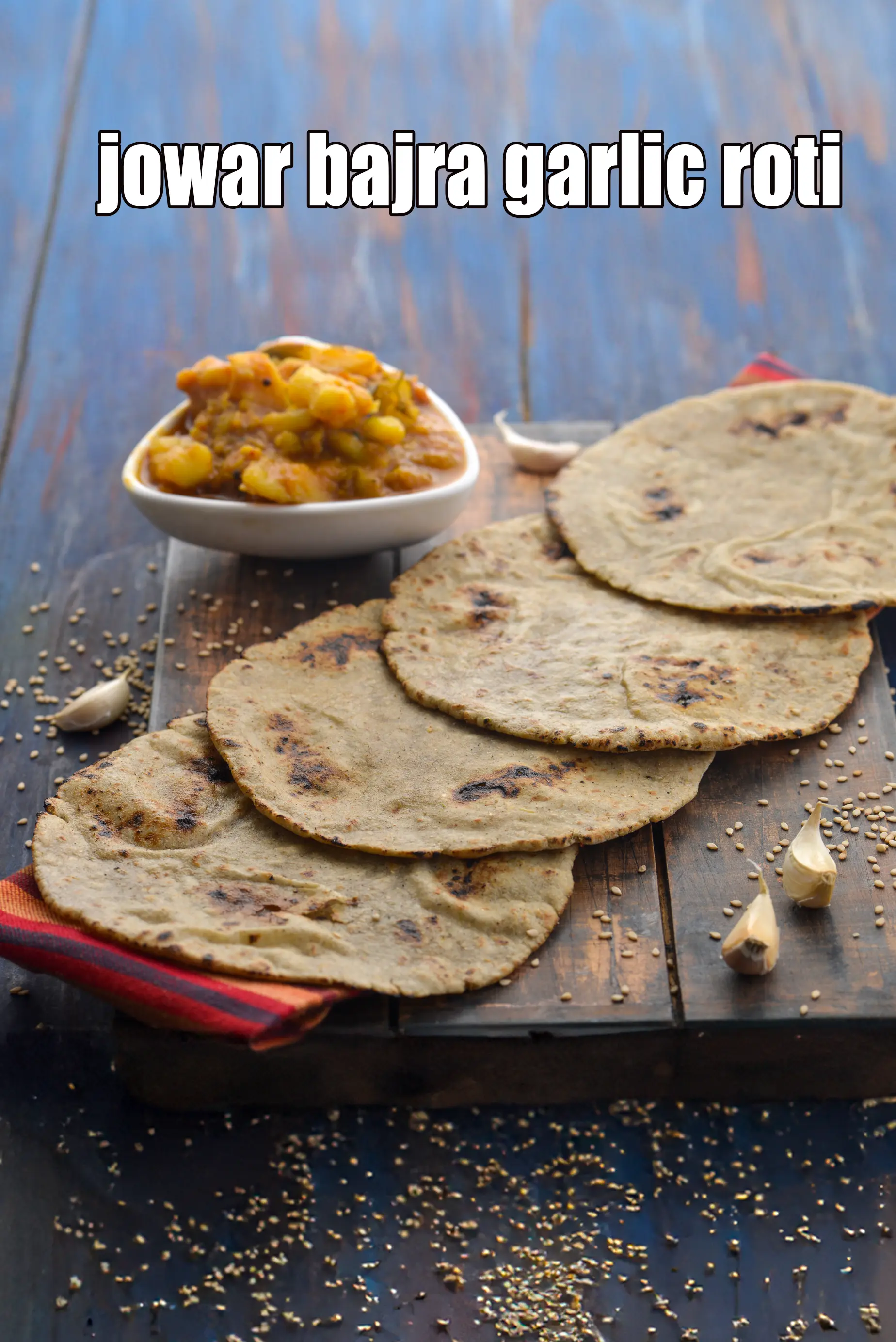 jowar bajra garlic roti recipe | bajra jowar lehsun roti | healthy jowar bajra garlic roti |