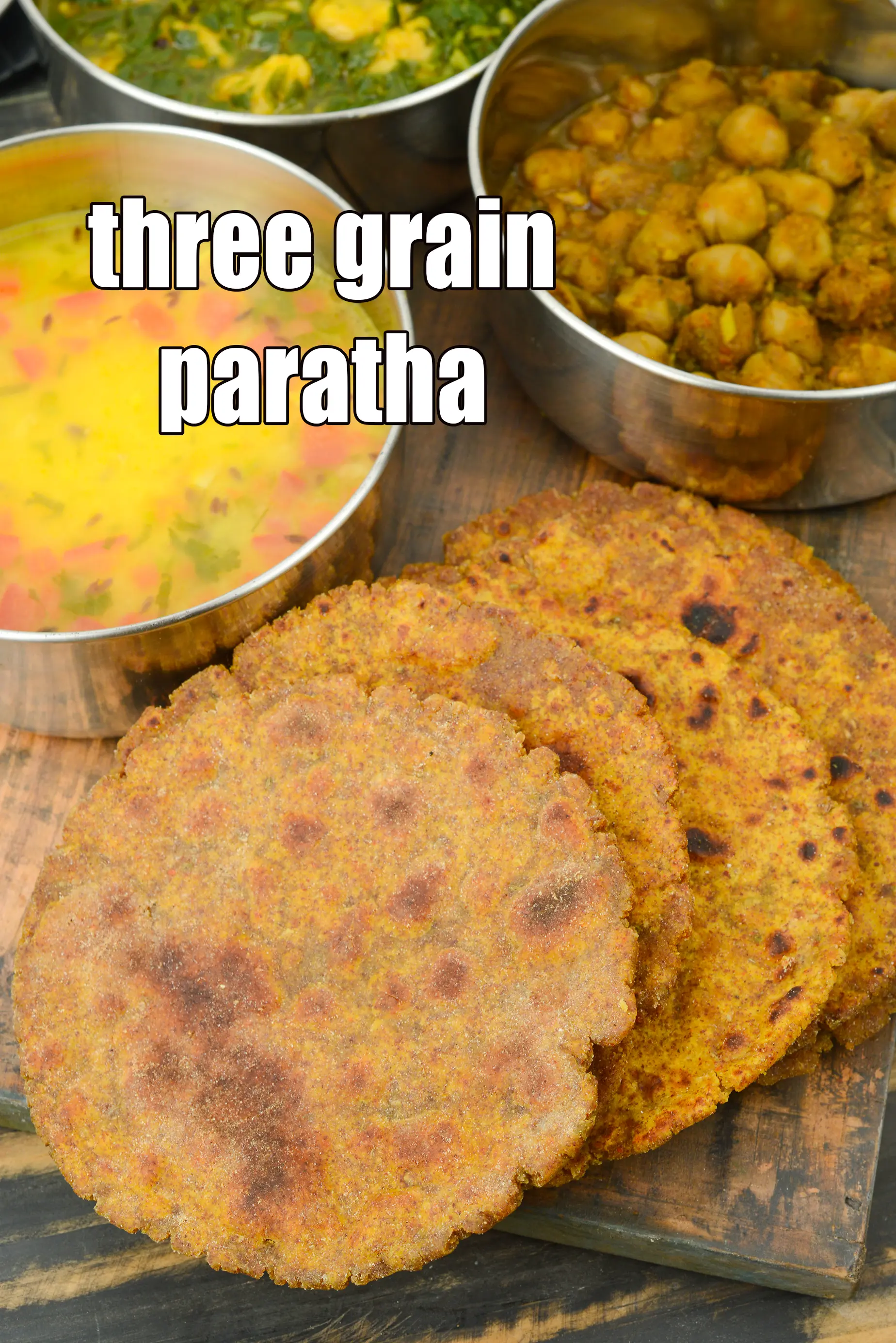 three grain paratha recipe | jowar, ragi and soya paratha | gluten free paratha |